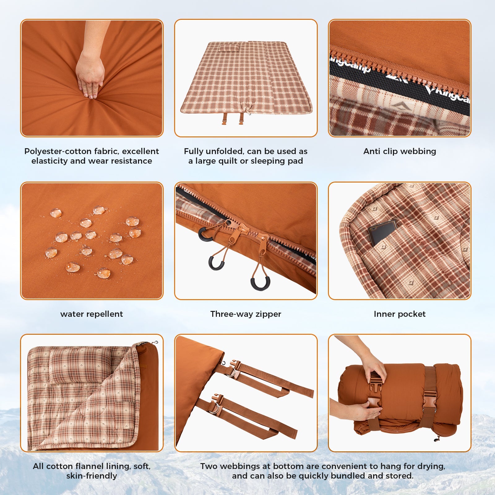 KingCamp TOPANGA 400 Flannel Rectangle Sleeping Bag
