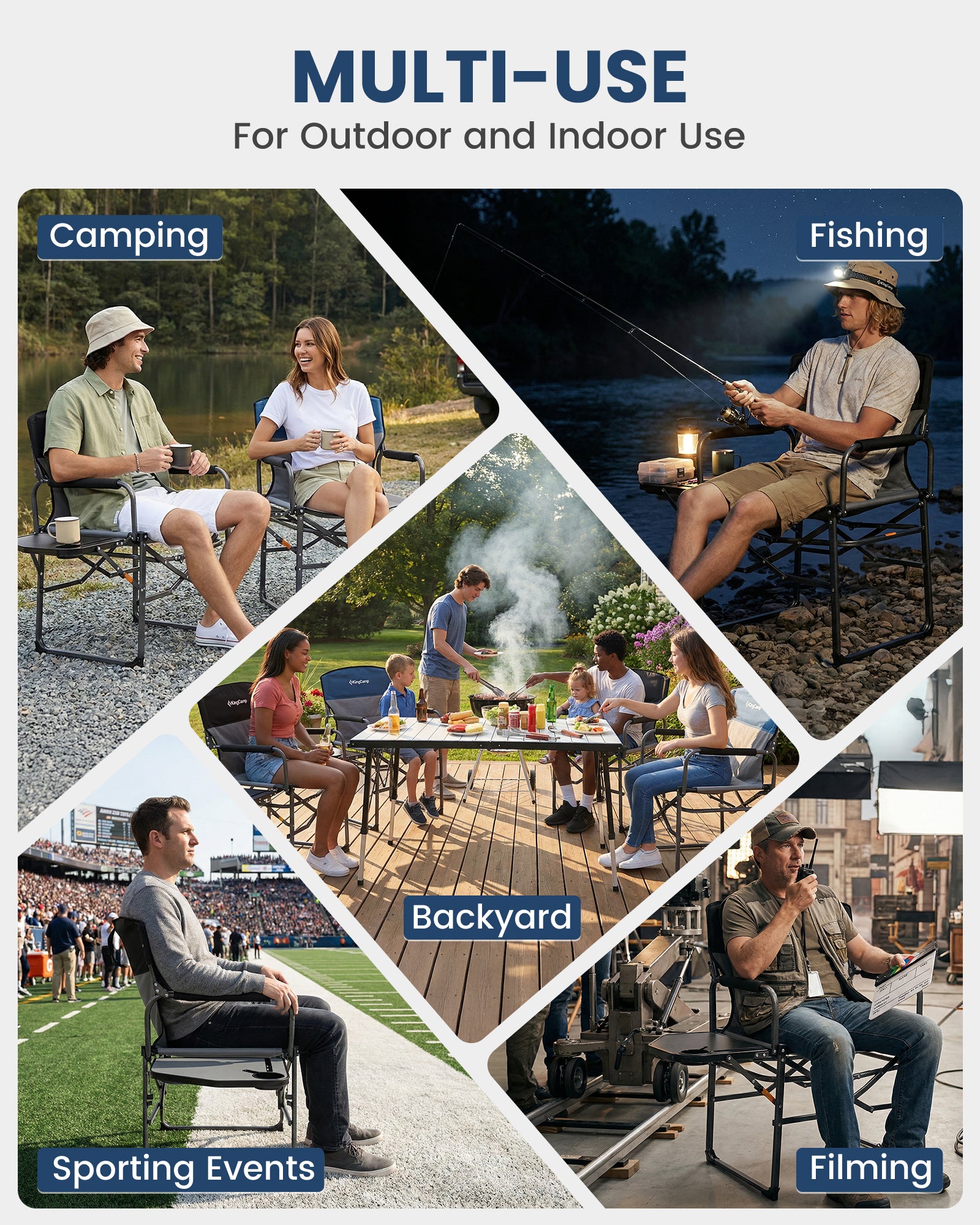 KingCamp ASH C30 Oversized Director's Camp Chair with Side Table