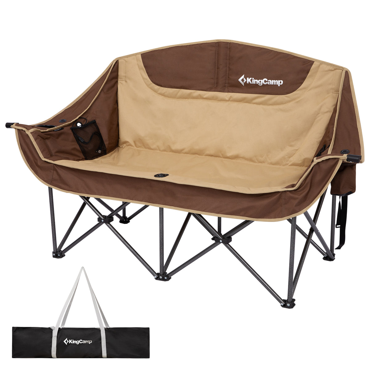 Silla de camping KingCamp CANNA C20 PLUS con calefacción y asiento acolchado extragrande para dos personas con 3 ajustes de temperatura