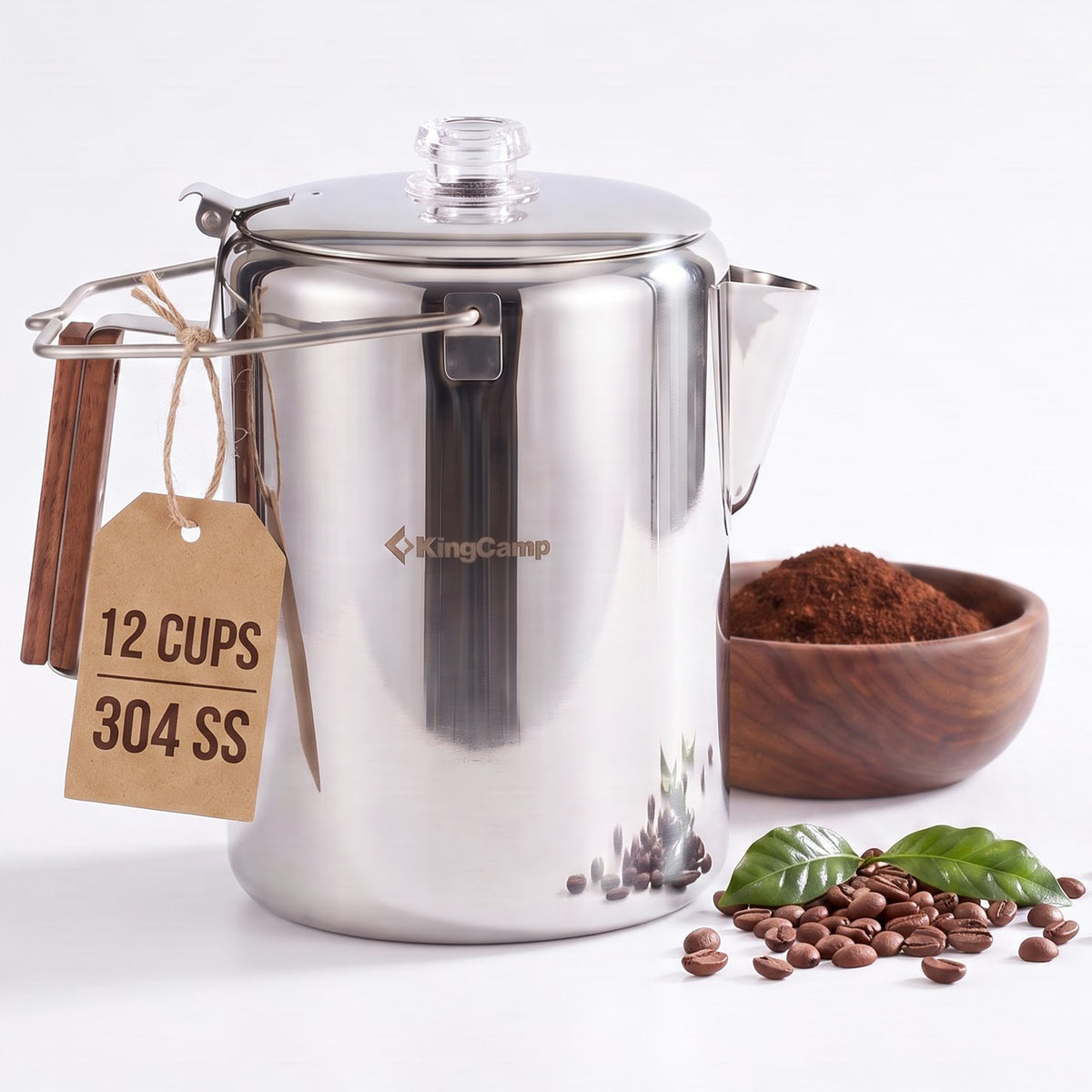 KingCamp Camping Coffee Pot, 12 Cup Stainless Steel Percolator