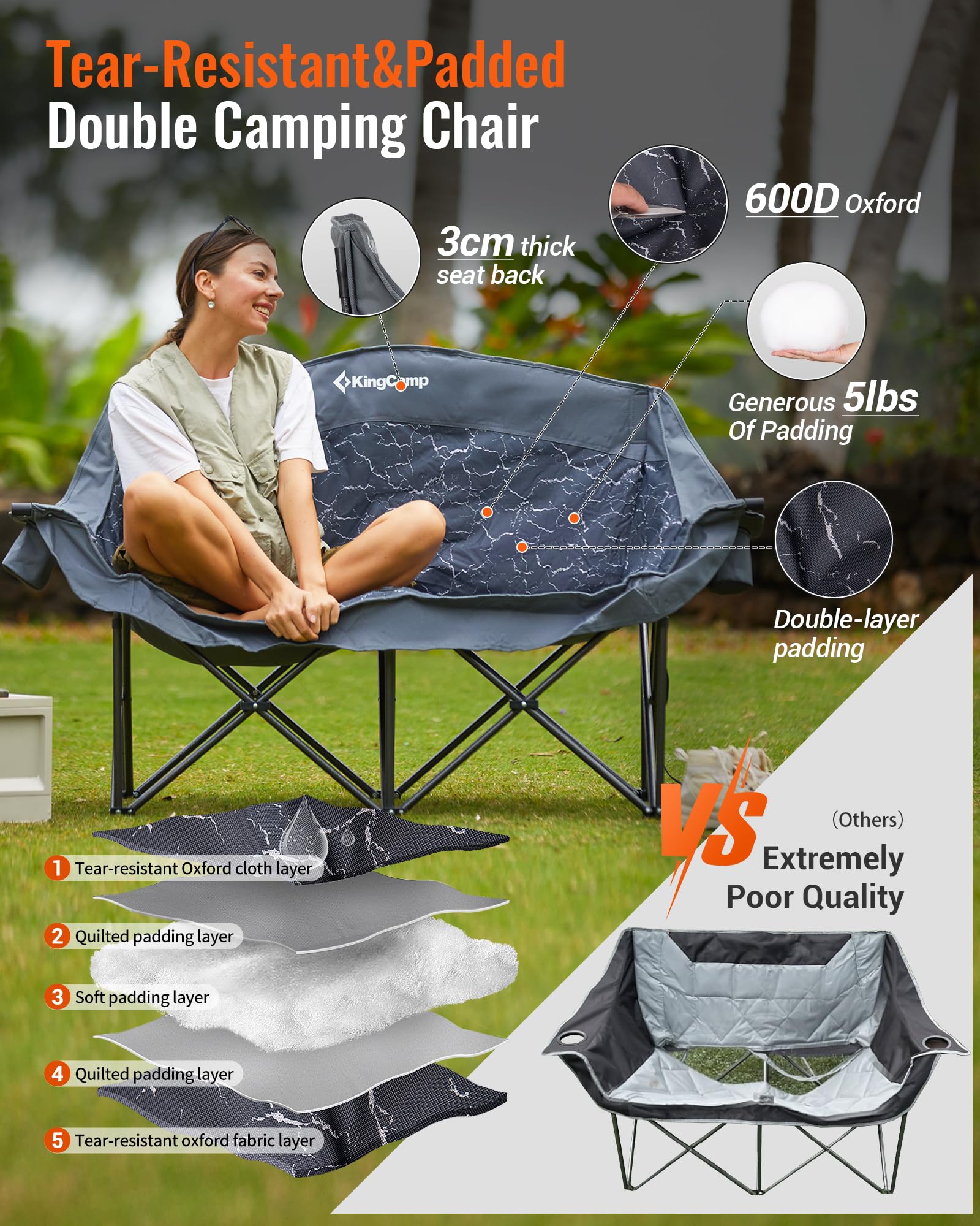 KingCamp Oversize Double Camping Loveseat