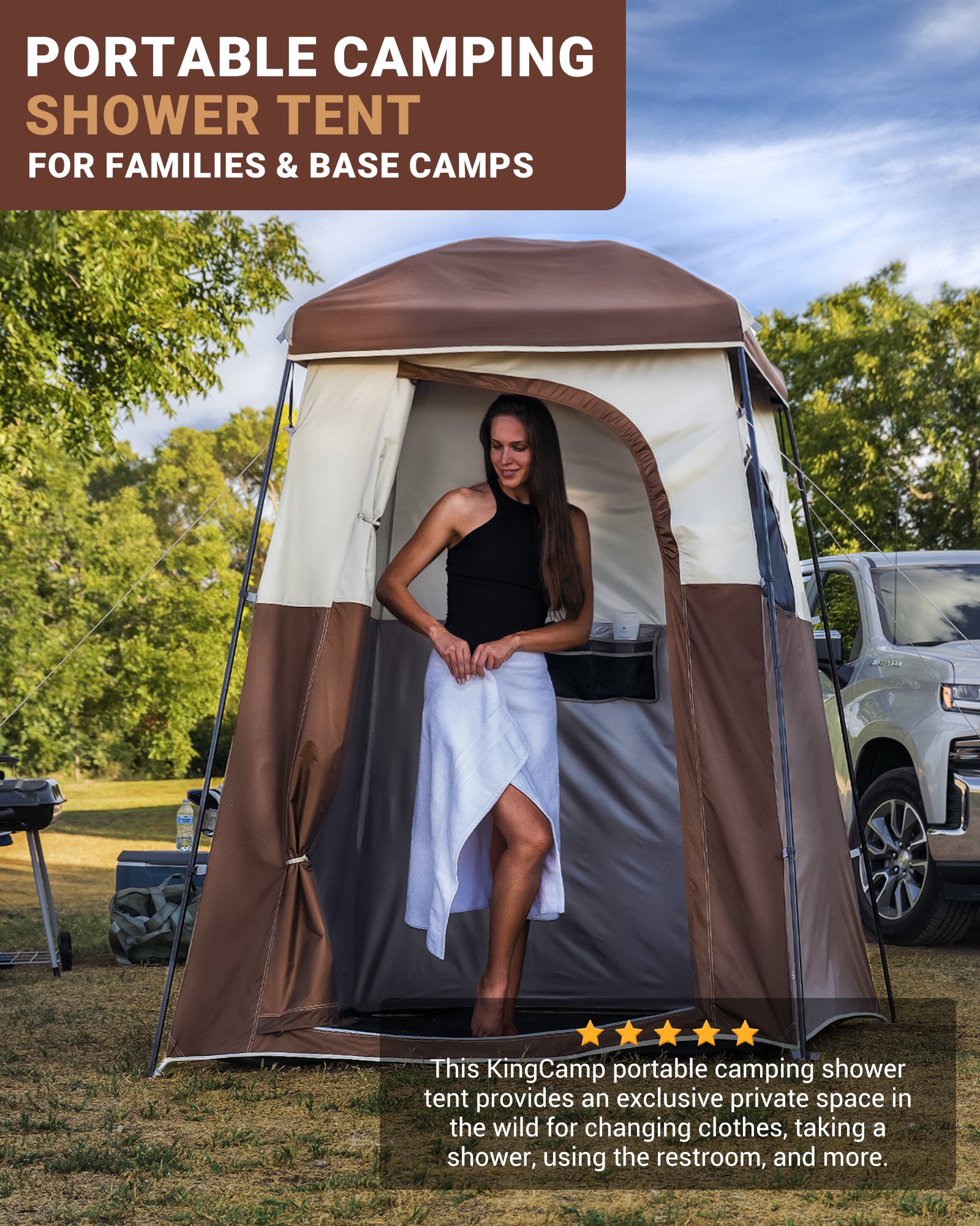 MARASUSA Single Privacy Shelter with 20L Solar Shower Bag