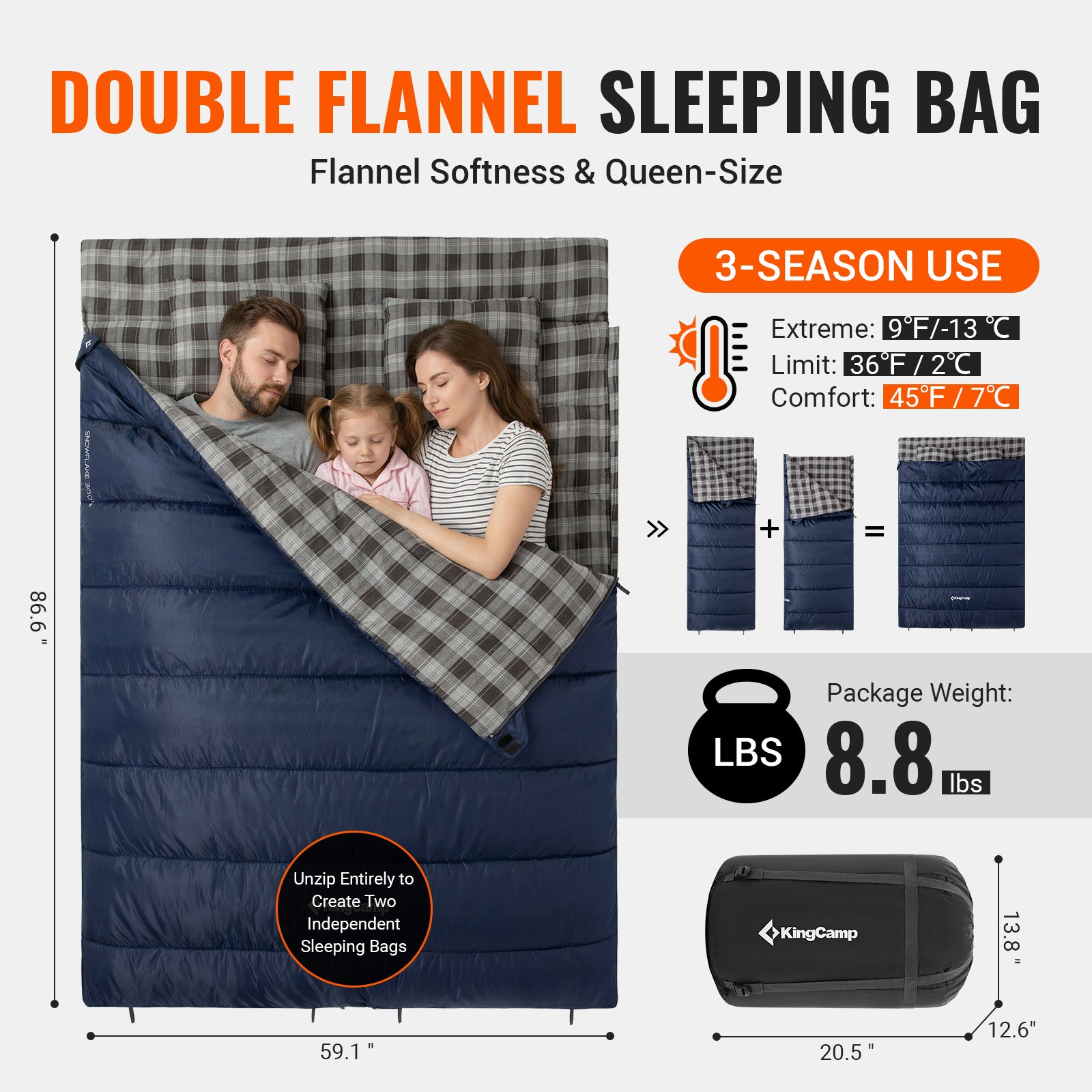 SNOWFLAKE 300D+ Double Sleeping Bag