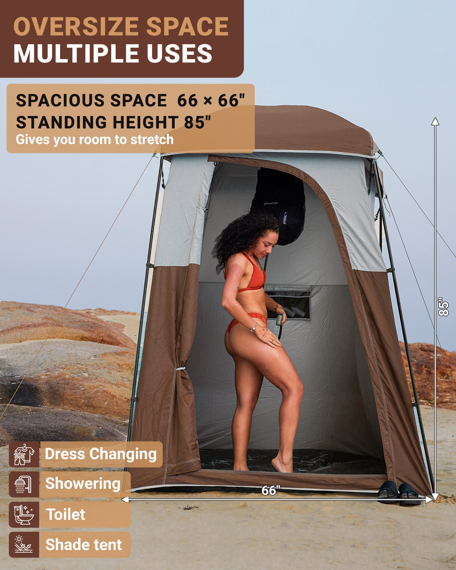 MARASUSA Single Privacy Shelter with 20L Solar Shower Bag