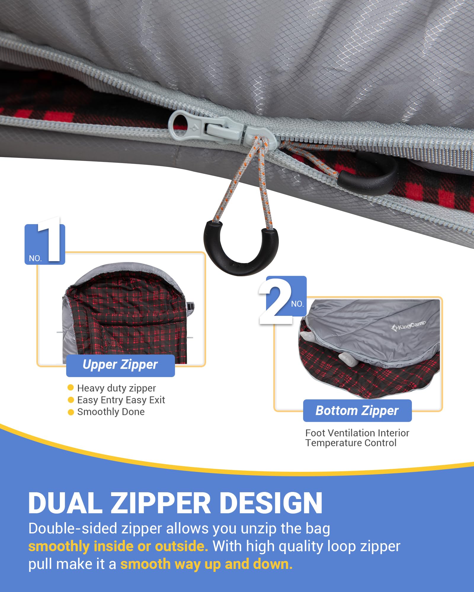 43F Plus Size Flannel 3-4 Season Sleeping Bag