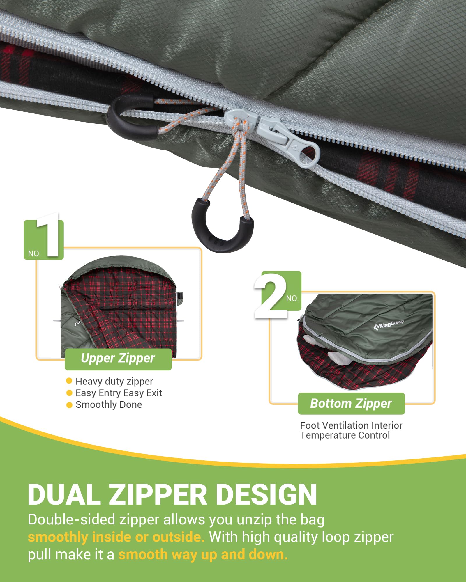 43F Flanell-Schlafsack für 3–4 Jahreszeiten in Übergröße