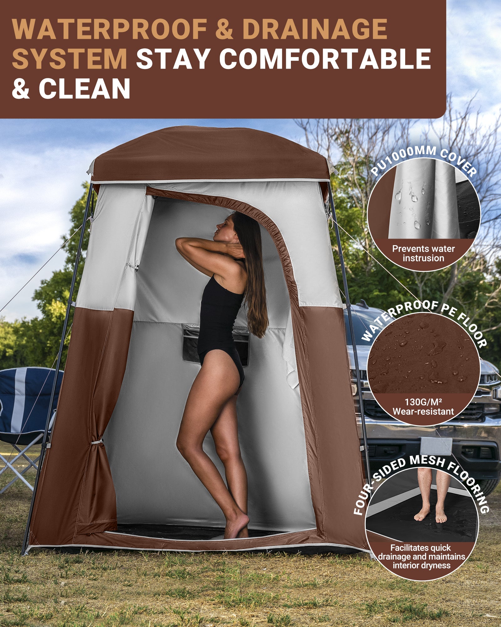 MARASUSA Single Privacy Shelter with 20L Solar Shower Bag