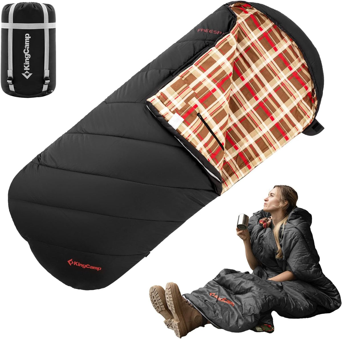 Leichter Flanell-Campingschlafsack – XL