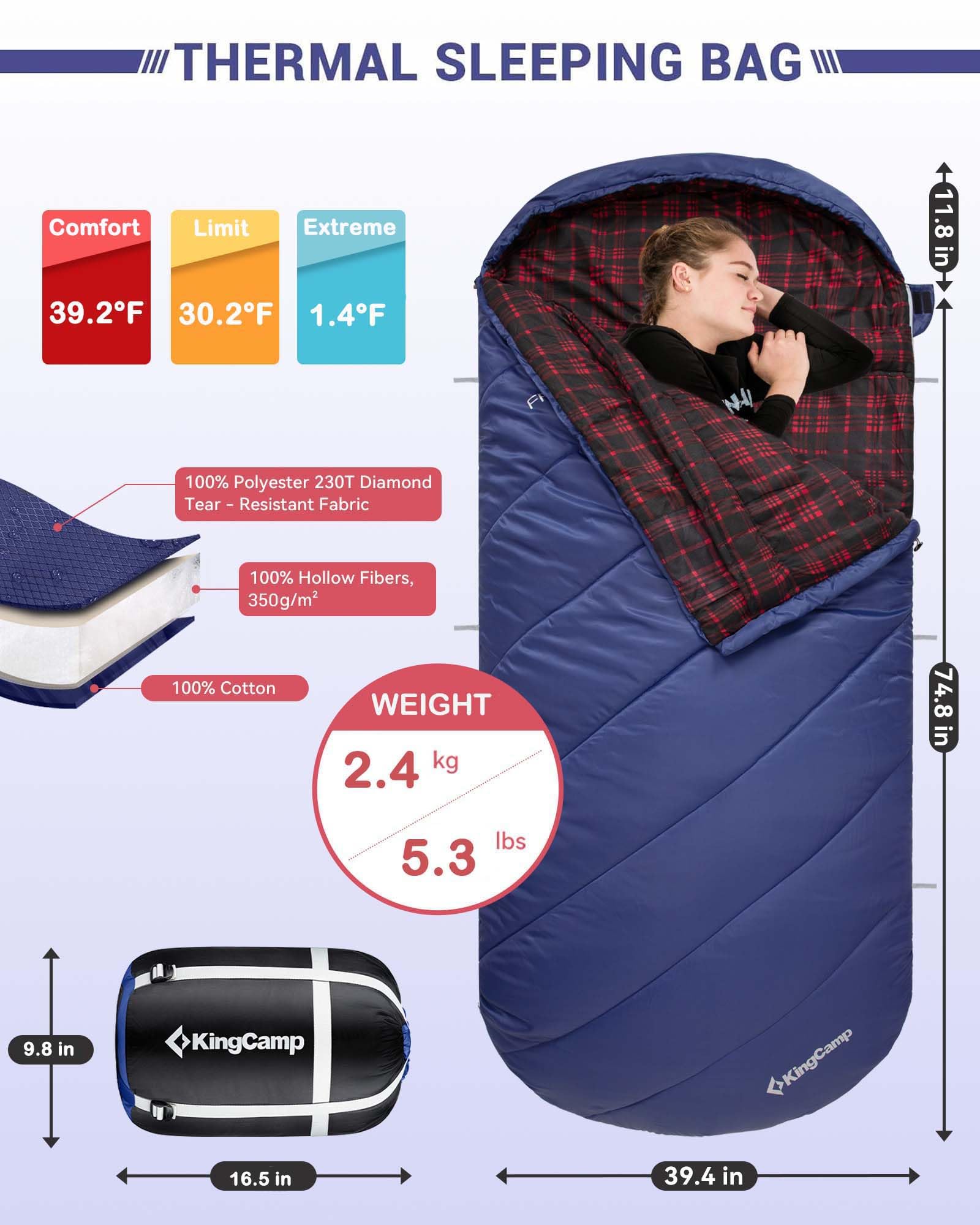 FREESPACE 350 Plus Size 3-4 Season Sleeping Bag