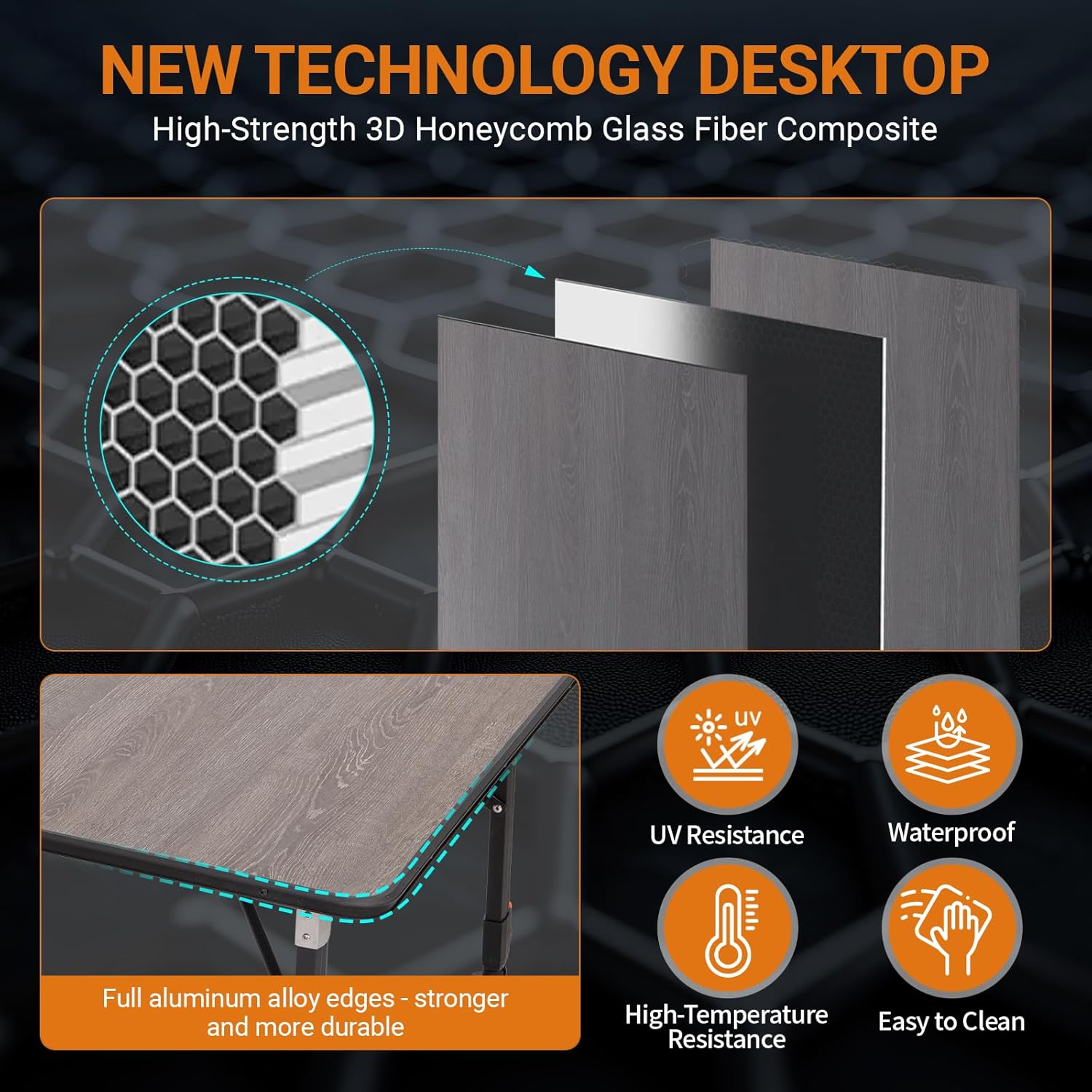 KingCamp GRANITE P12080 Klappbarer Campingtisch aus Fiberglas