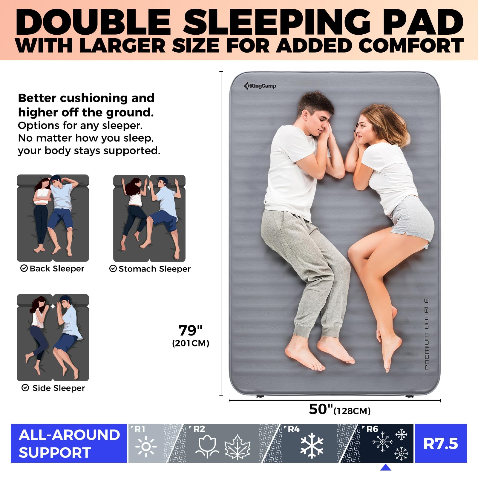 KingCamp Double Self-Inflating Camping Mattress with Pump