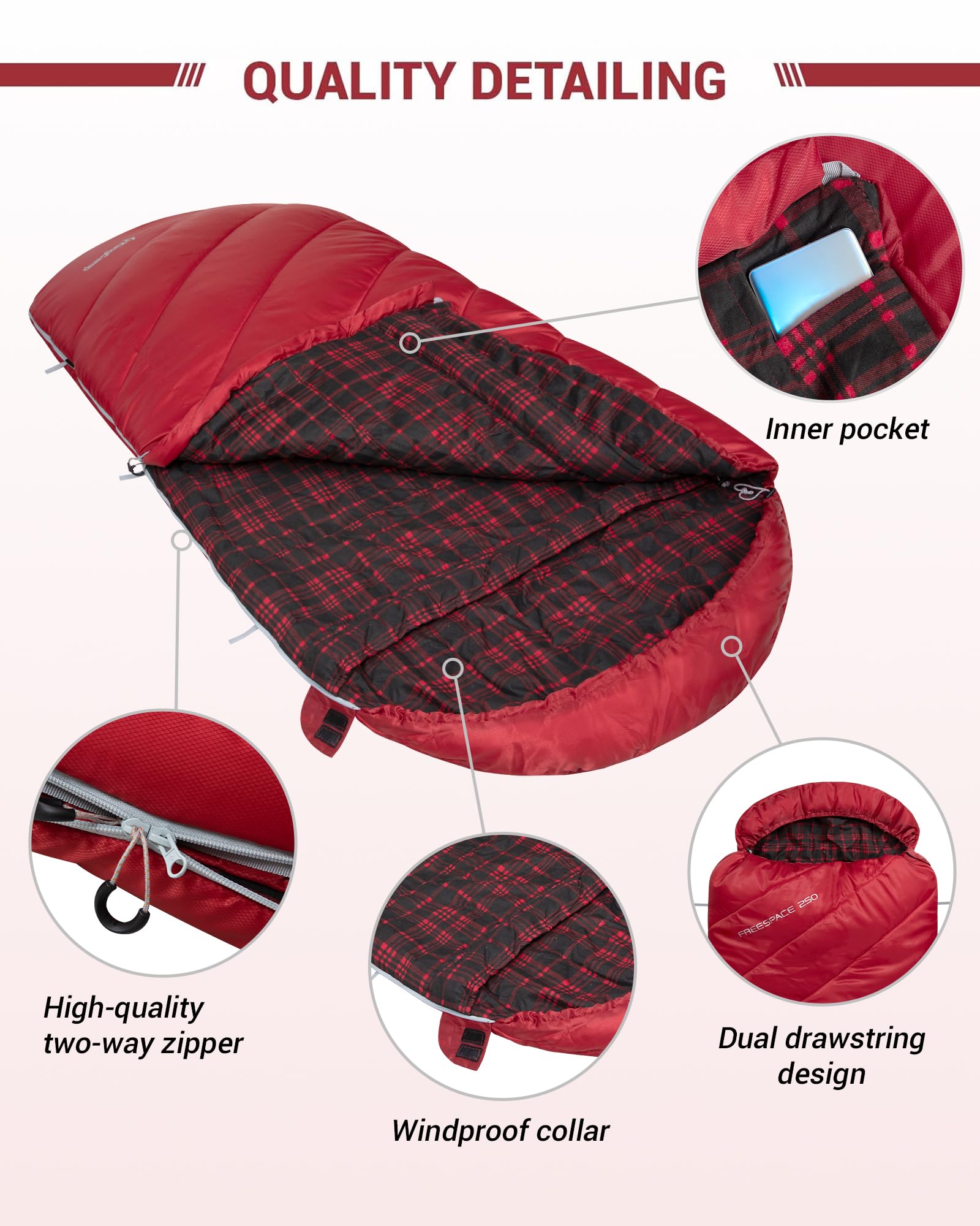 FREESPACE 350 Plus Size 3-4 Season Sleeping Bag