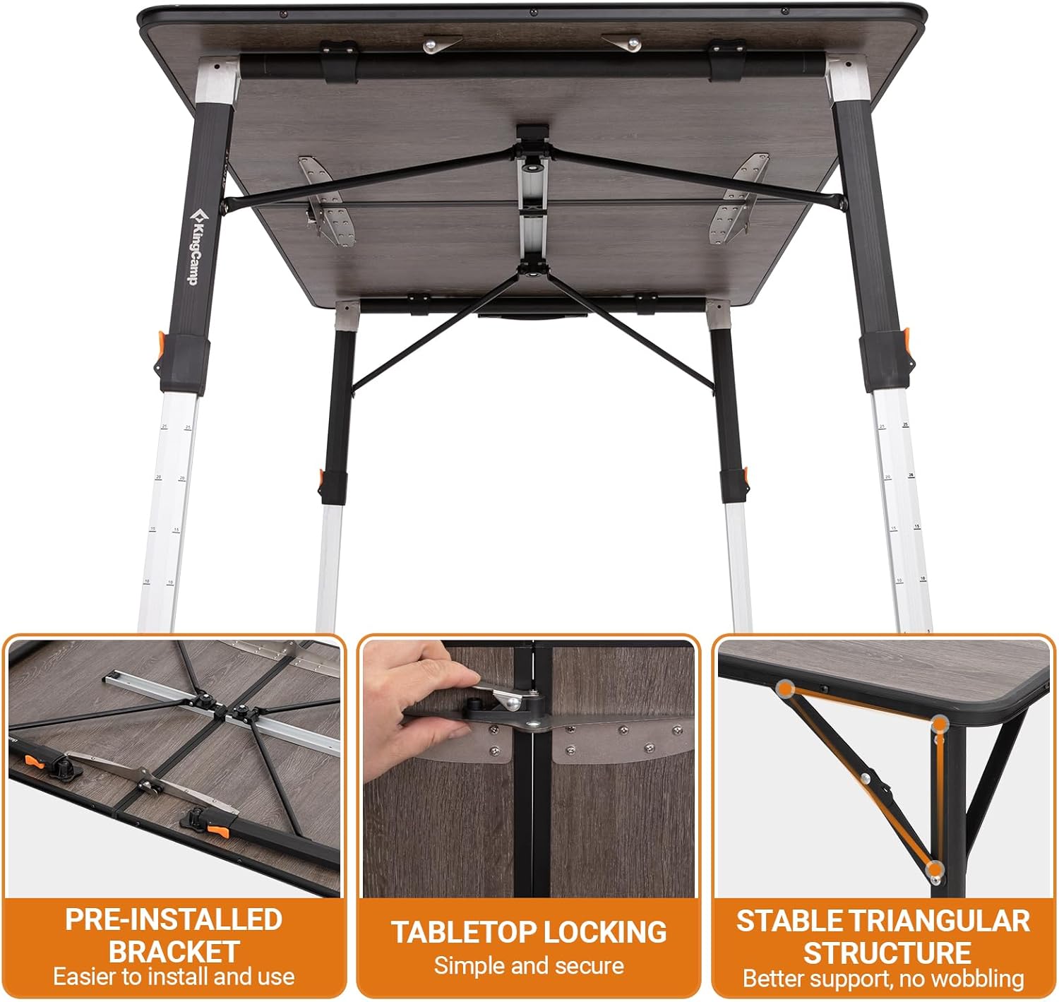 KingCamp GRANITE P12080 Klappbarer Campingtisch aus Fiberglas