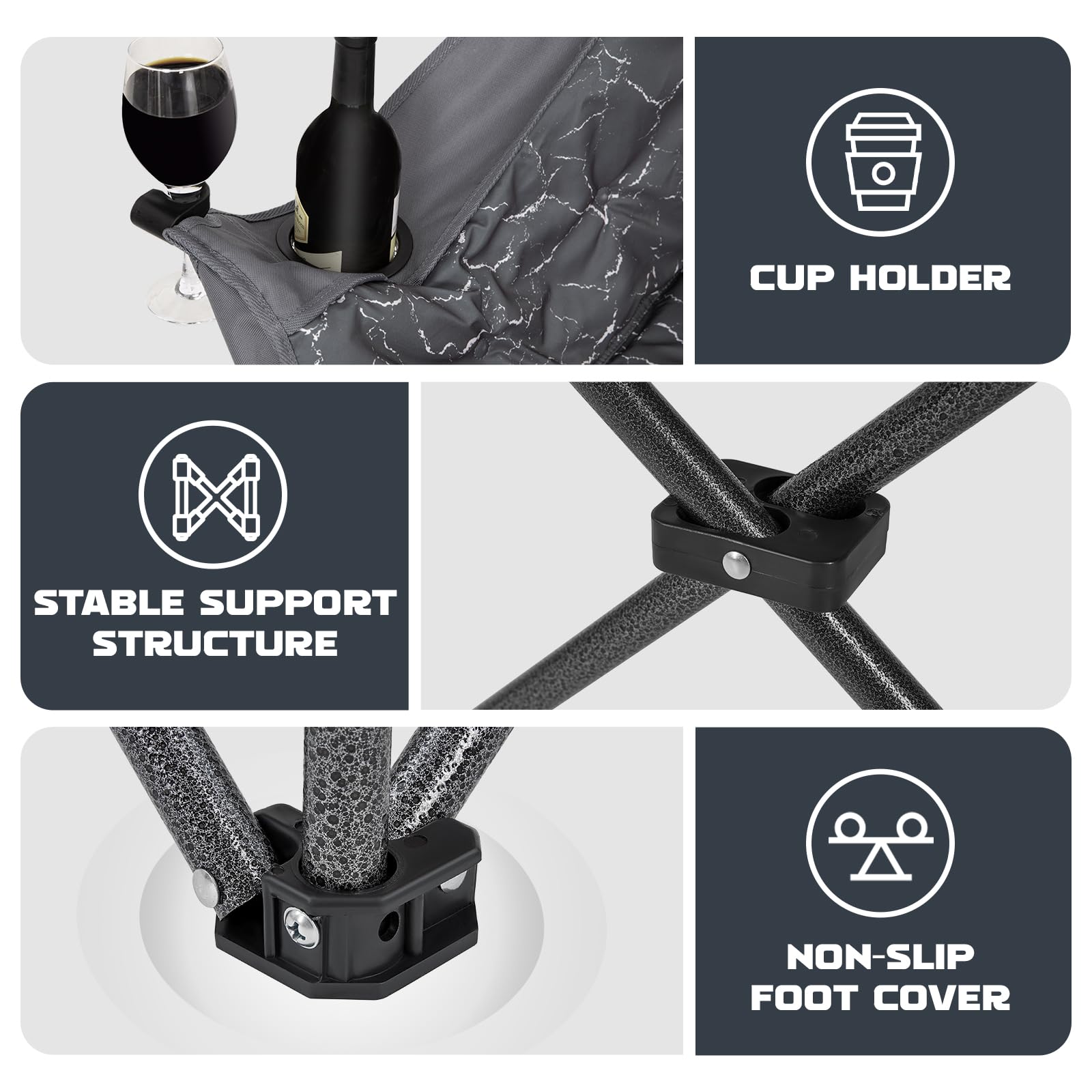KingCamp CANNA C20 Oversized Loveseat with Cup Holder and Non-slip Foot Cover