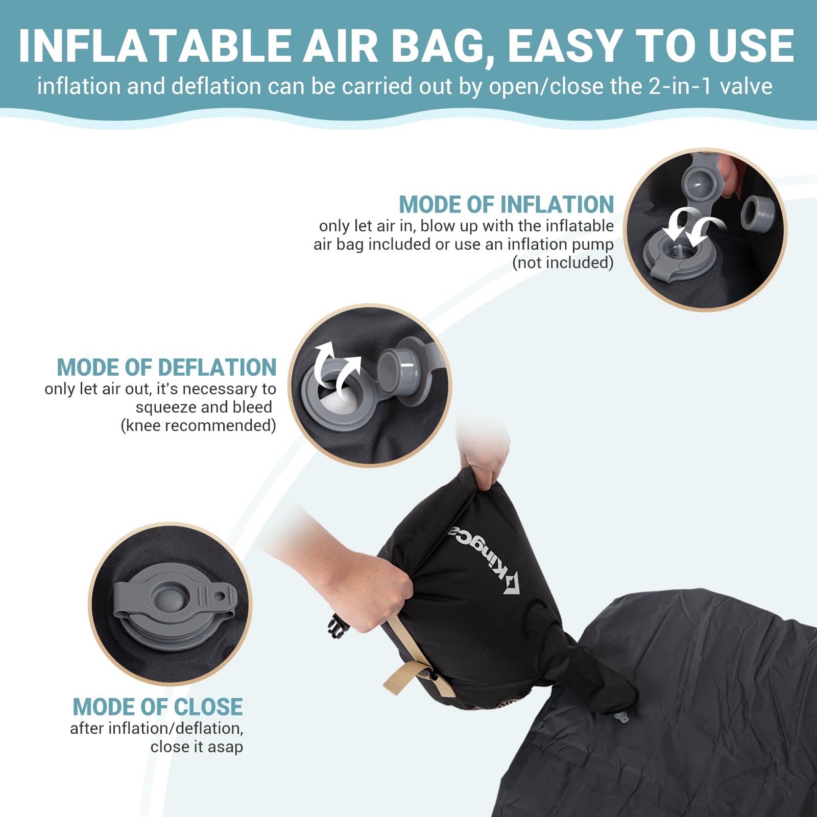 KingCamp SUPER LIGHT COMFORT 10 Single Air Pad - 4" Memory Foam Sleeping Pad