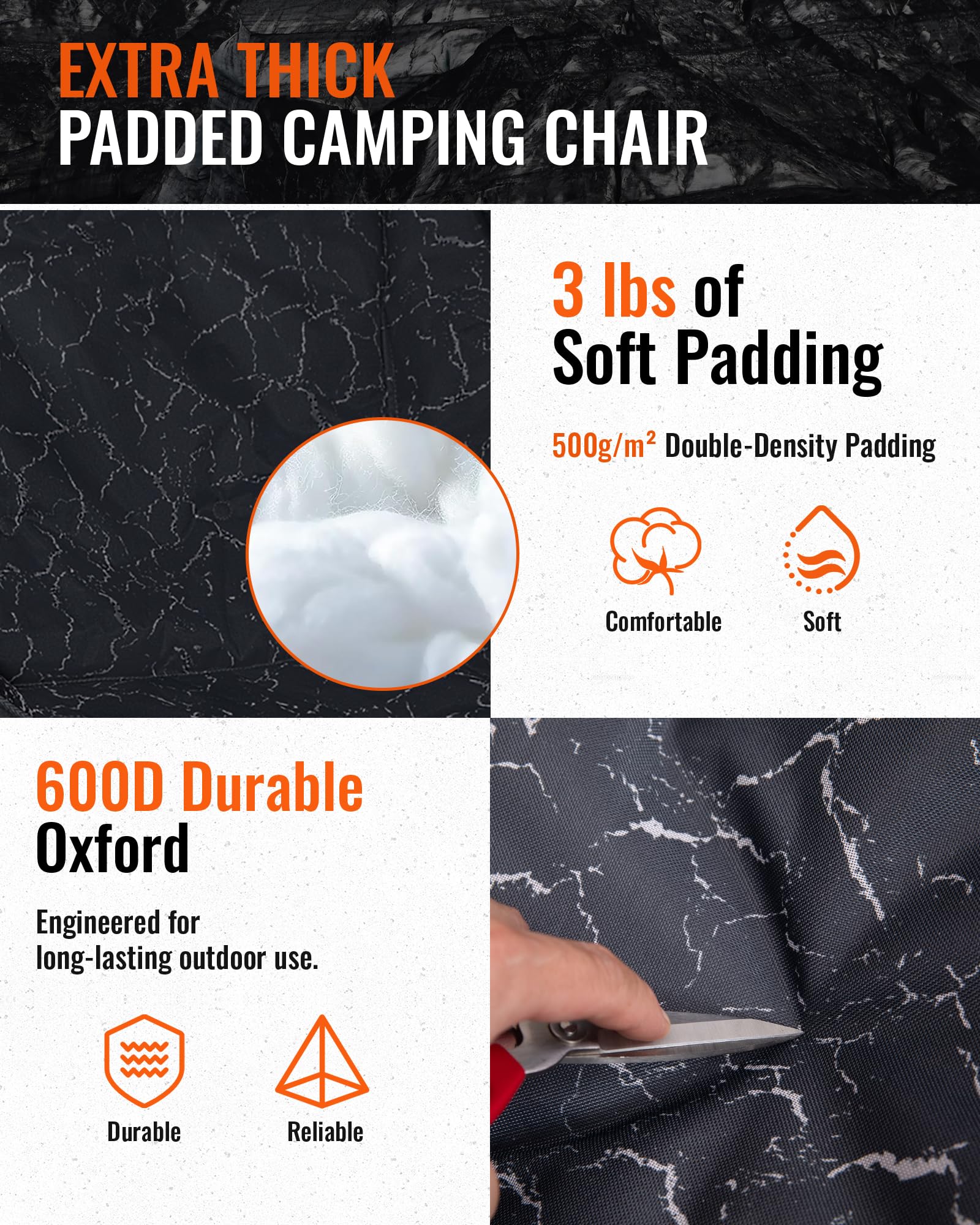 KingCamp VOLCAPETRA Oversized Padded Camping Sofa