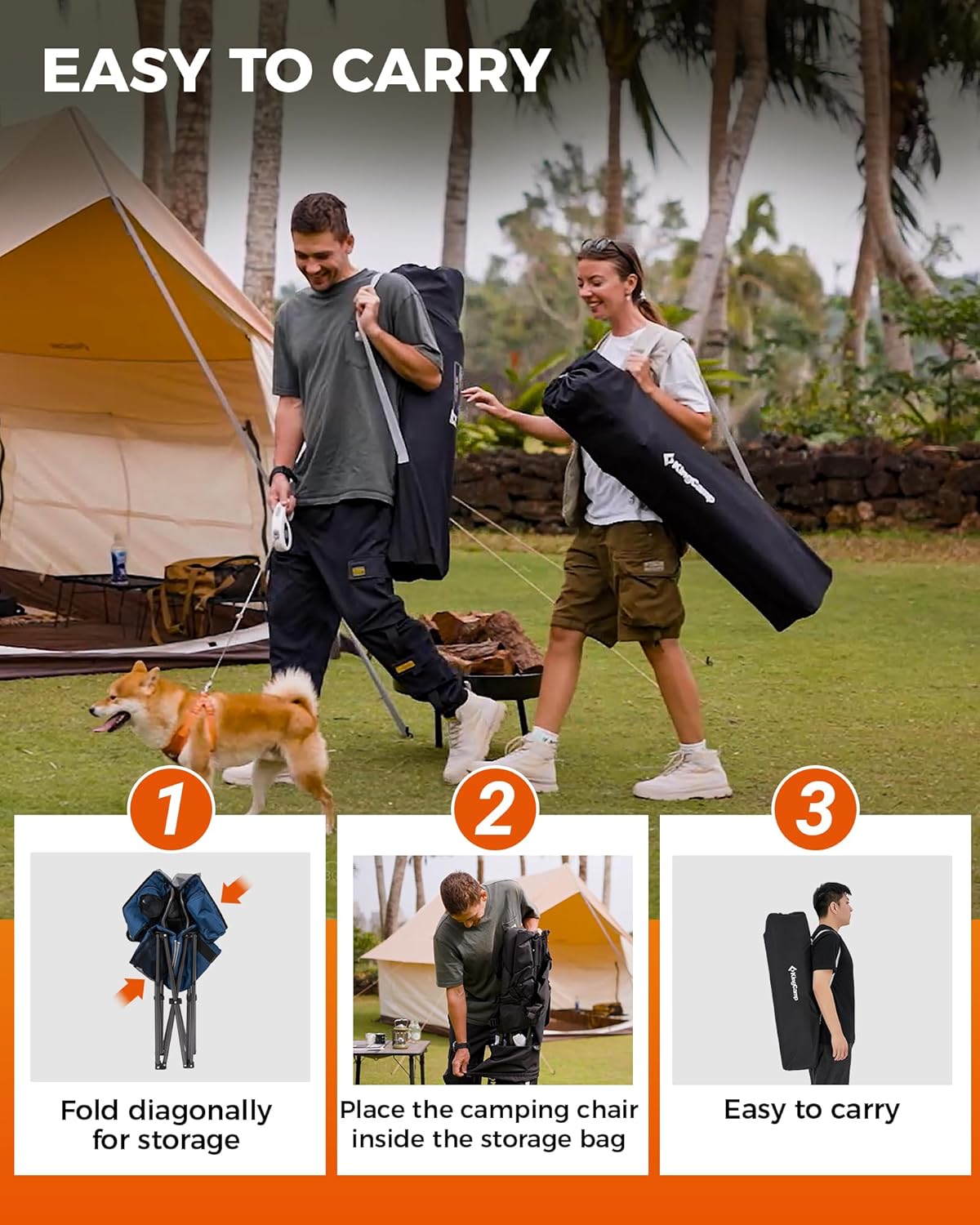 KingCamp JUNIPER C10 Oversized Folding Chair with Adjustable Lumbar Support