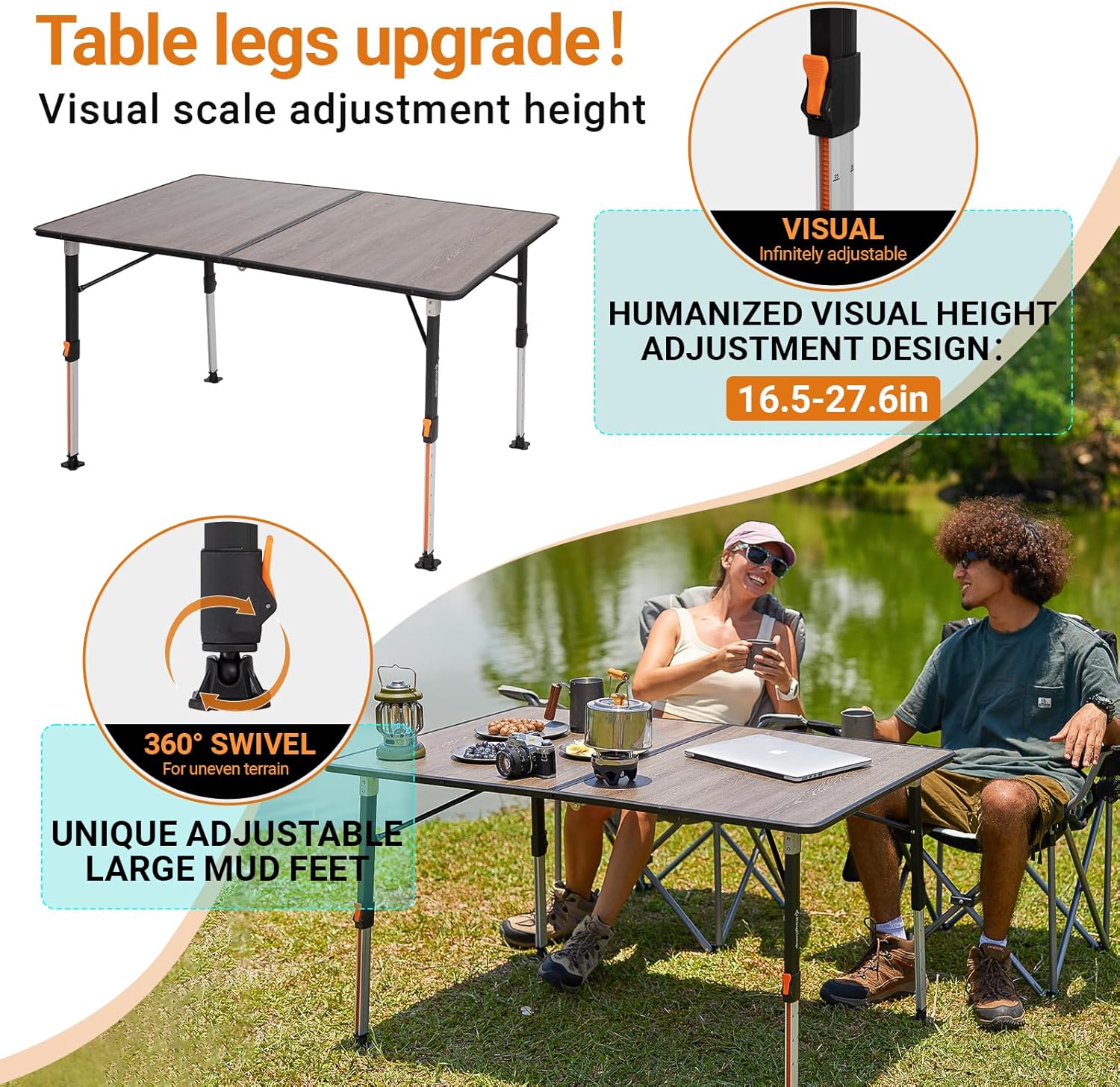 KingCamp GRANITE P12080 Klappbarer Campingtisch aus Fiberglas