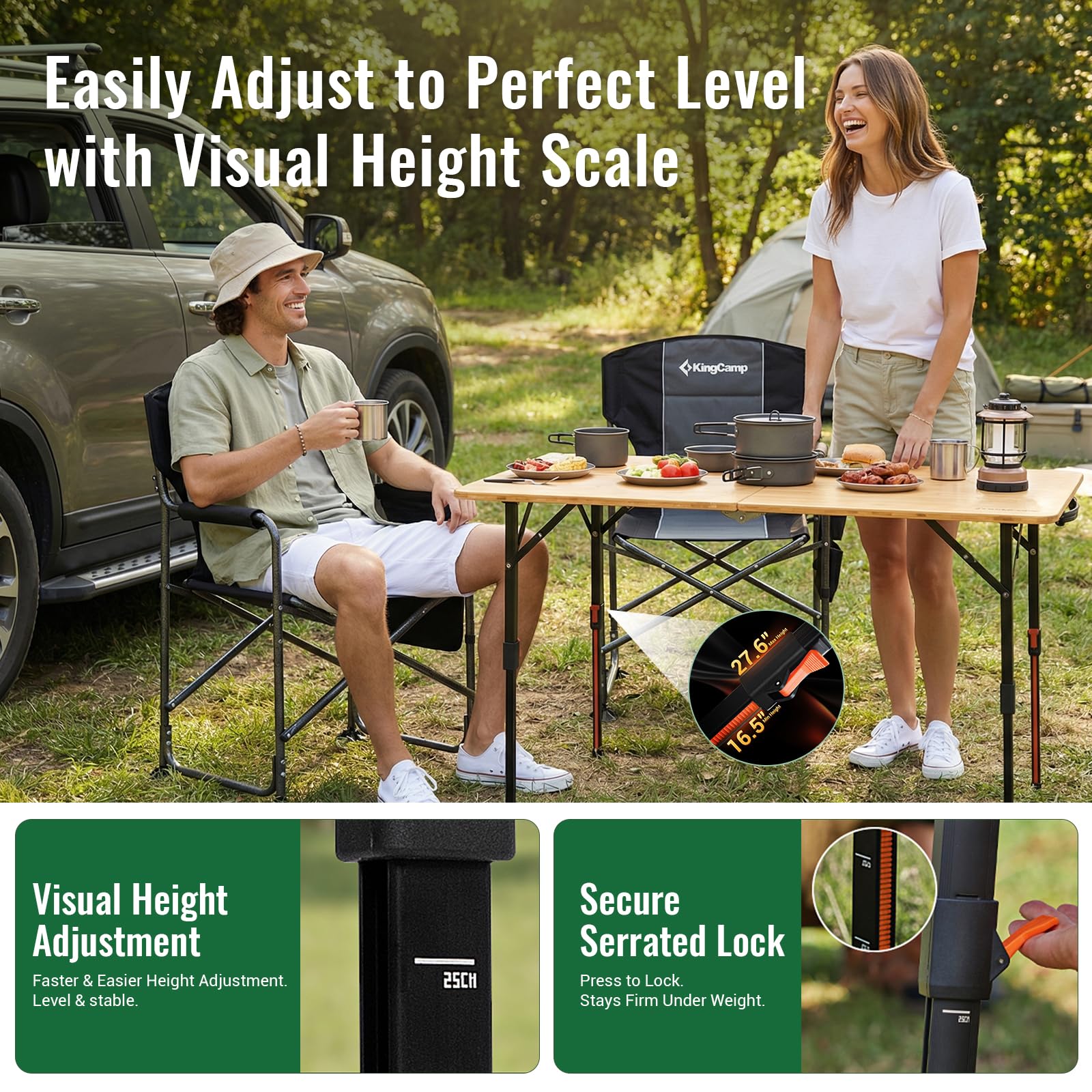 KingCamp BamAura 2Fold 12070 PLUS Bamboo Folding Table