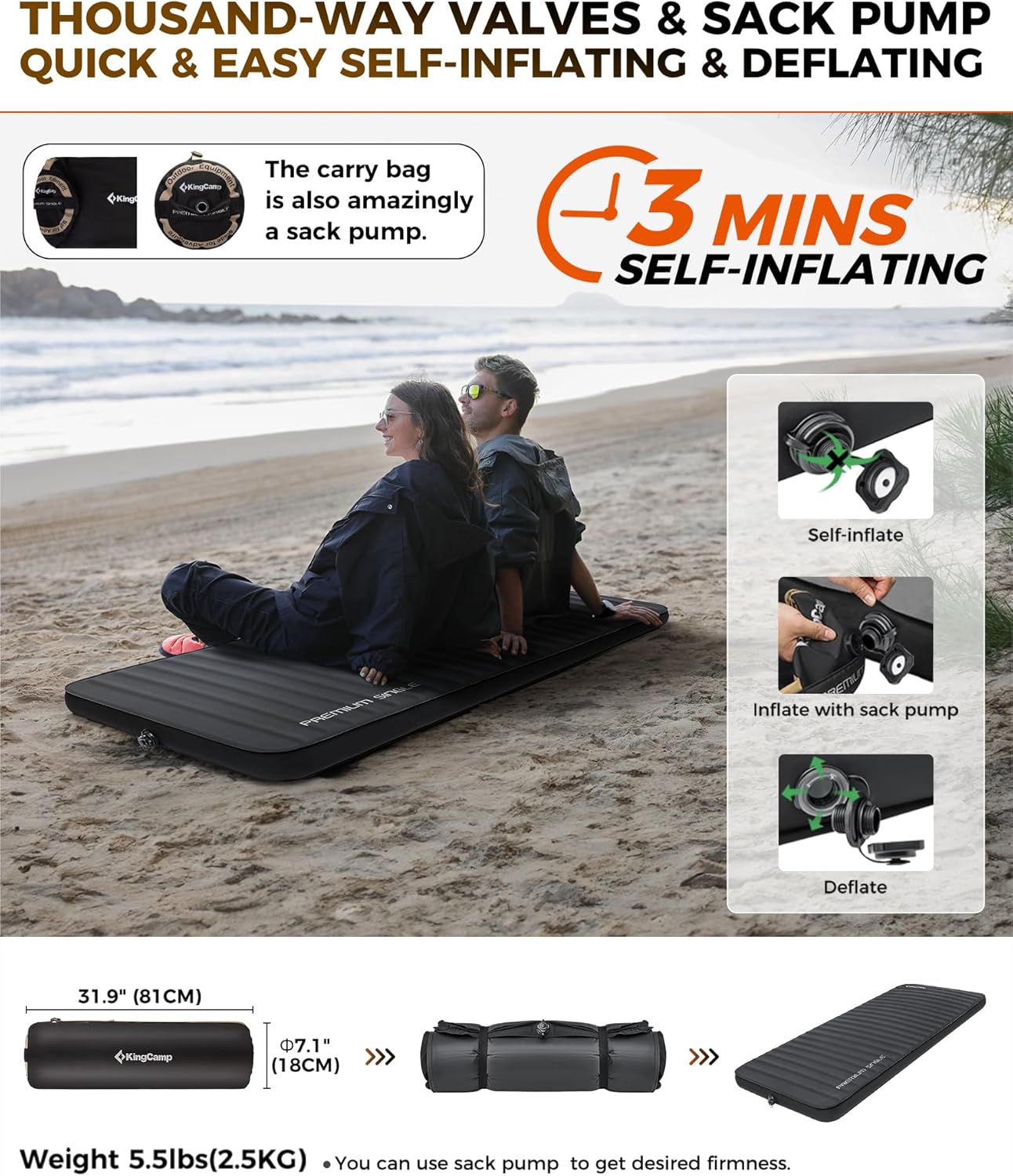 Premium Single 7.5 Selbstaufblasende Schaumstoff-Isomatte