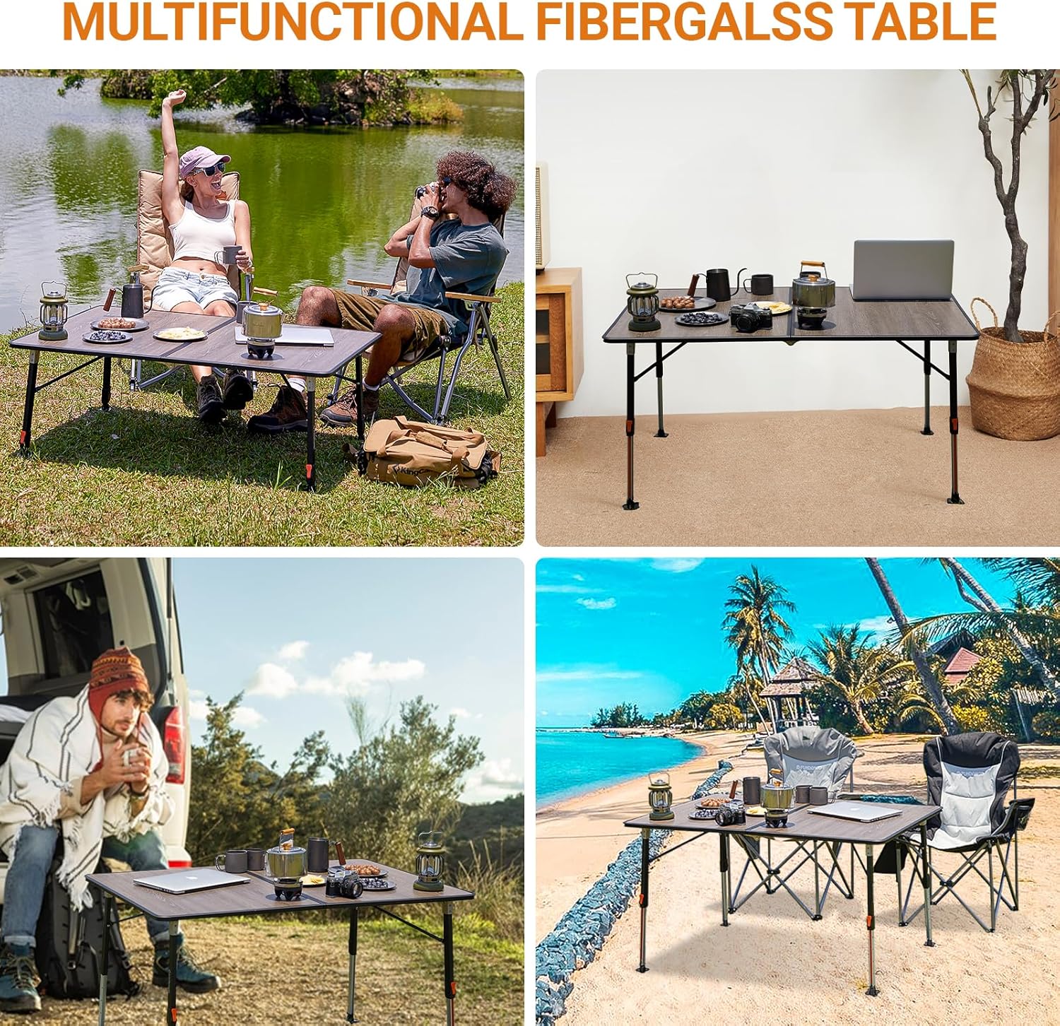 KingCamp GRANITE P12080 Klappbarer Campingtisch aus Fiberglas