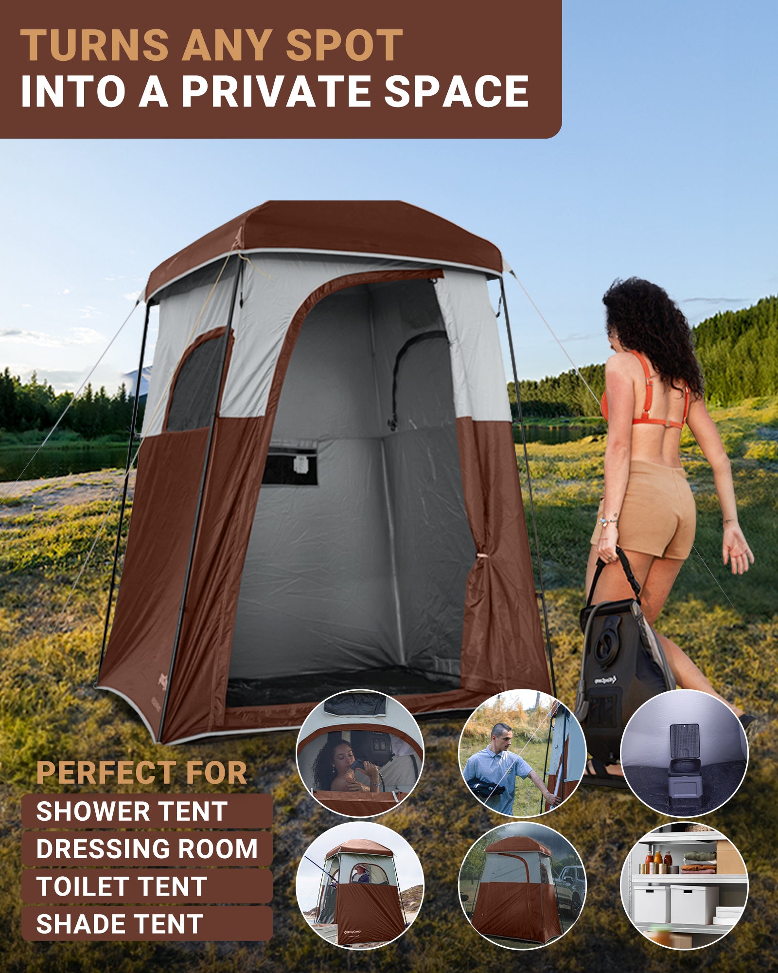 MARASUSA Single Privacy Shelter with 20L Solar Shower Bag