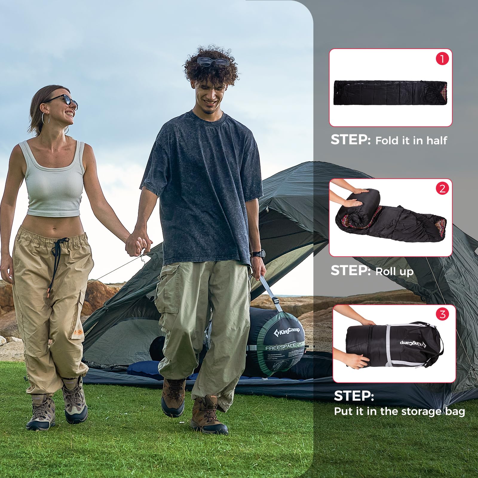 KingCamp FREESPACE 250D Flannel Double-Sized Sleeping Bag