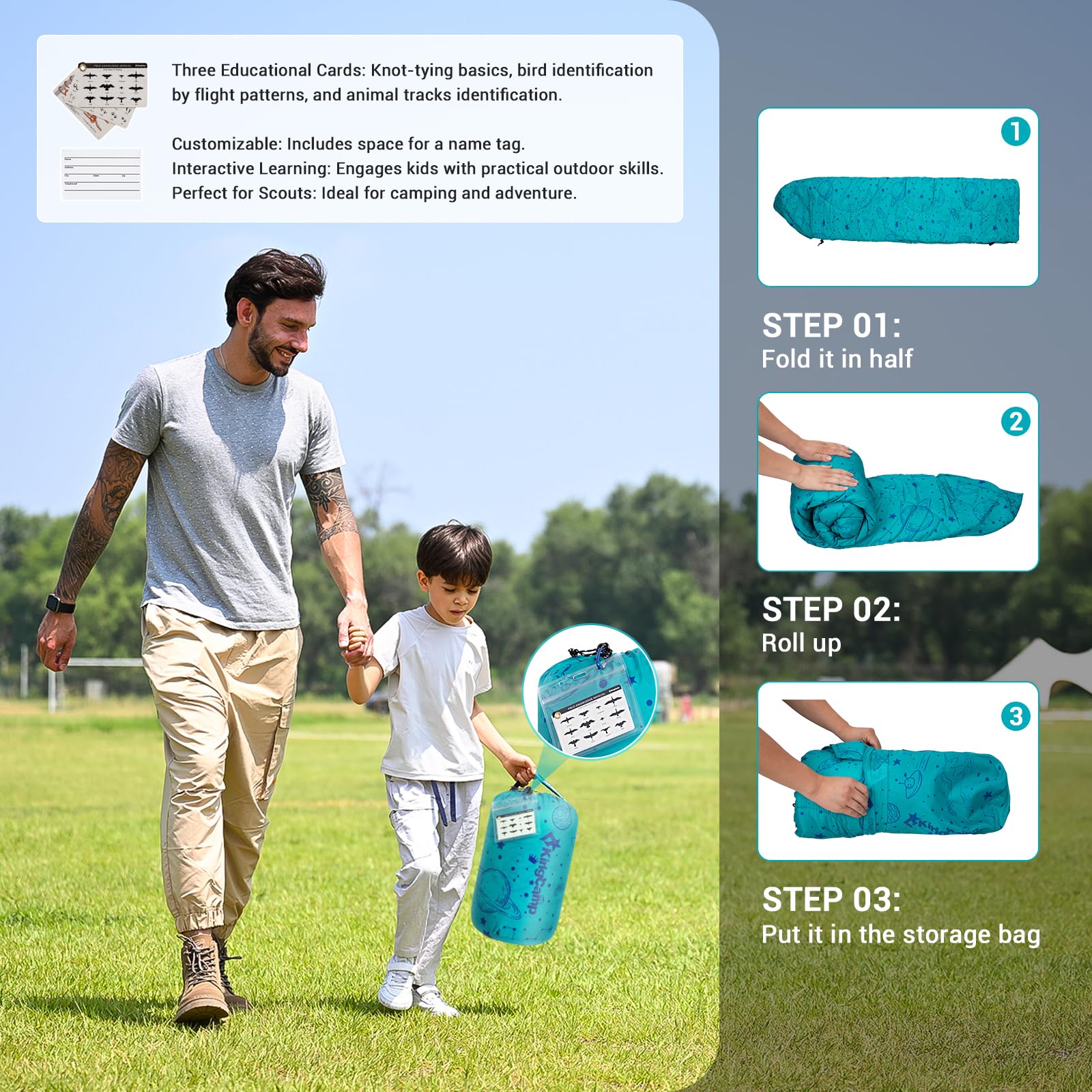 Saco de dormir con capucha para niños KingCamp Galaxy Zoo C 300