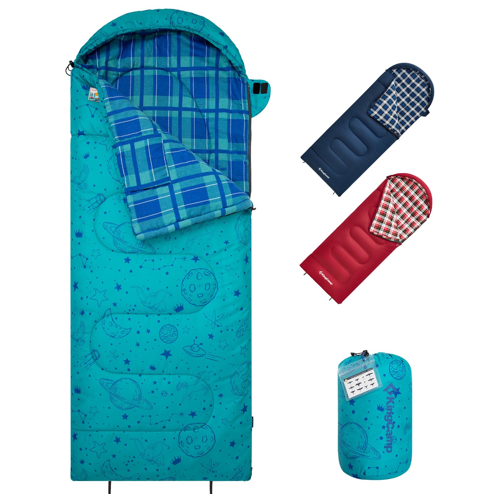 Saco de dormir con capucha para niños KingCamp Galaxy Zoo C 300