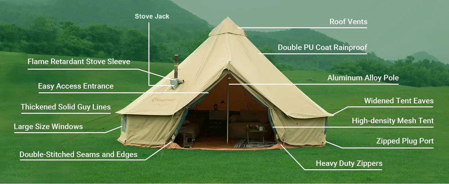 Khan 6 Person 4-Season Glamping Bell Camping Tent