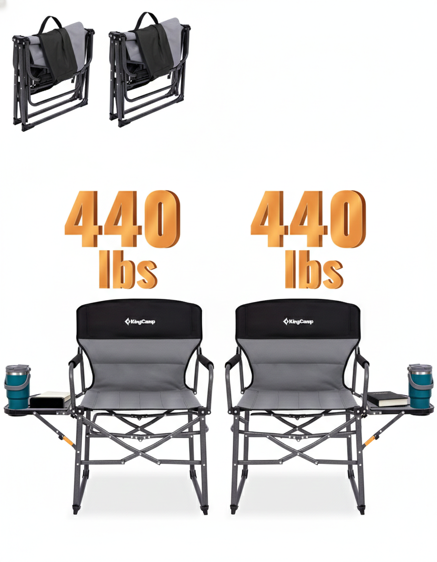 KingCamp ASH C30 Oversized Director's Camp Chair with Side Table