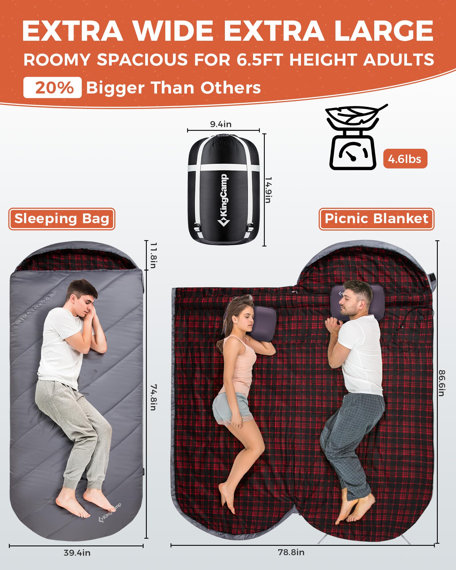 KingCamp FREESPACE HEATING 250 Heated Sleeping Bag