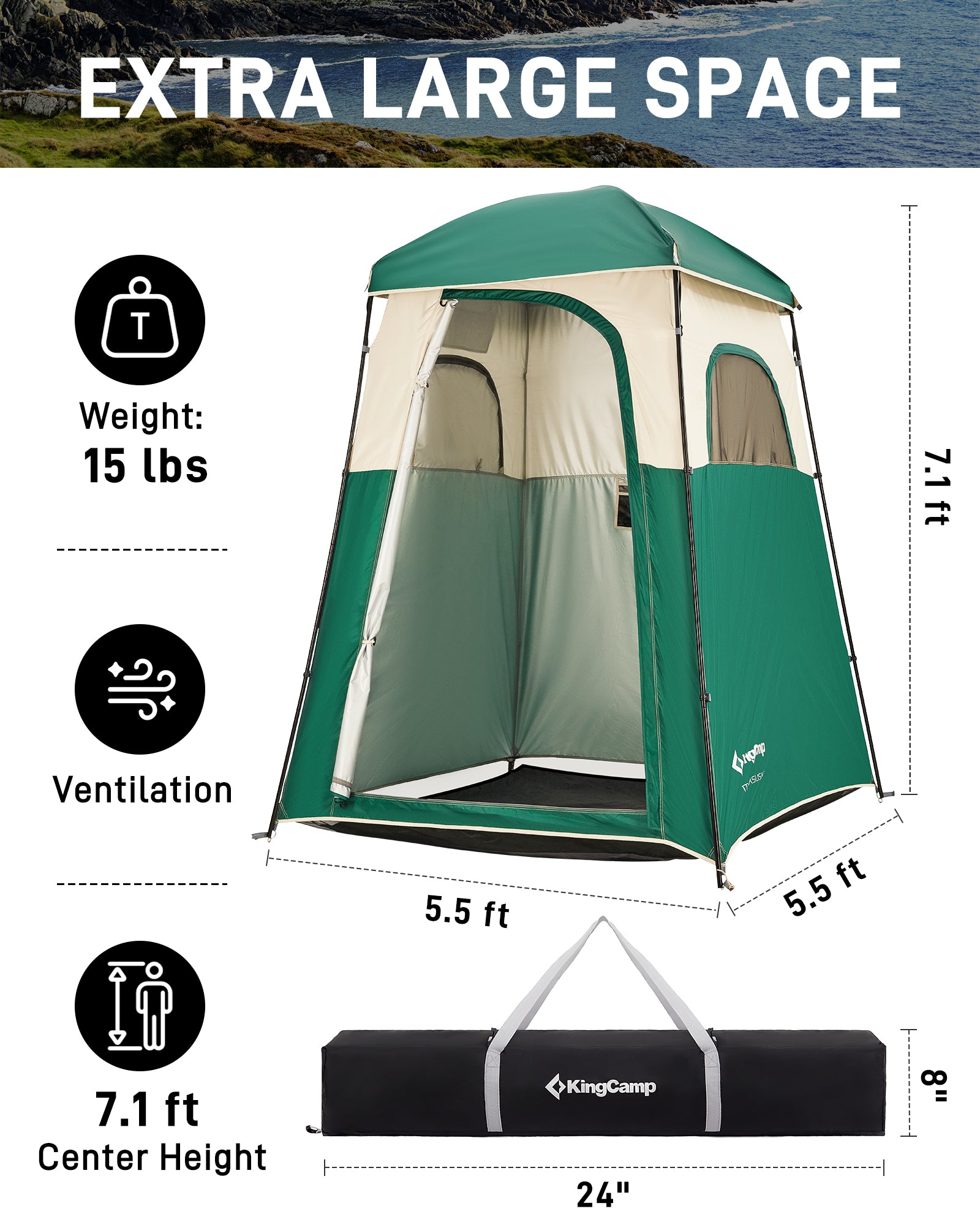 MARASUSA Single Privacy Shelter with 20L Solar Shower Bag