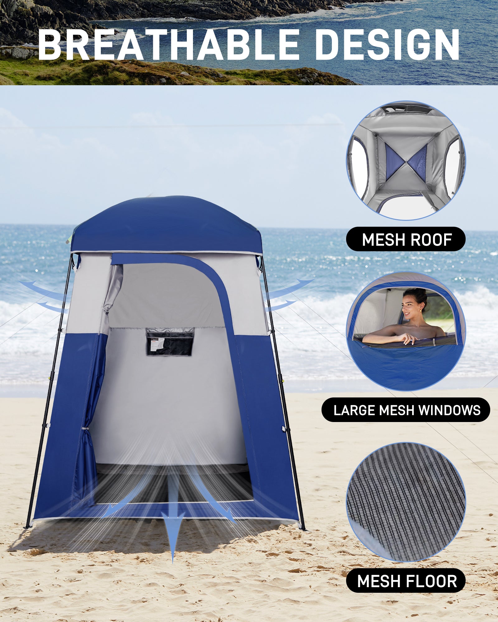 MARASUSA Single Privacy Shelter with 20L Solar Shower Bag