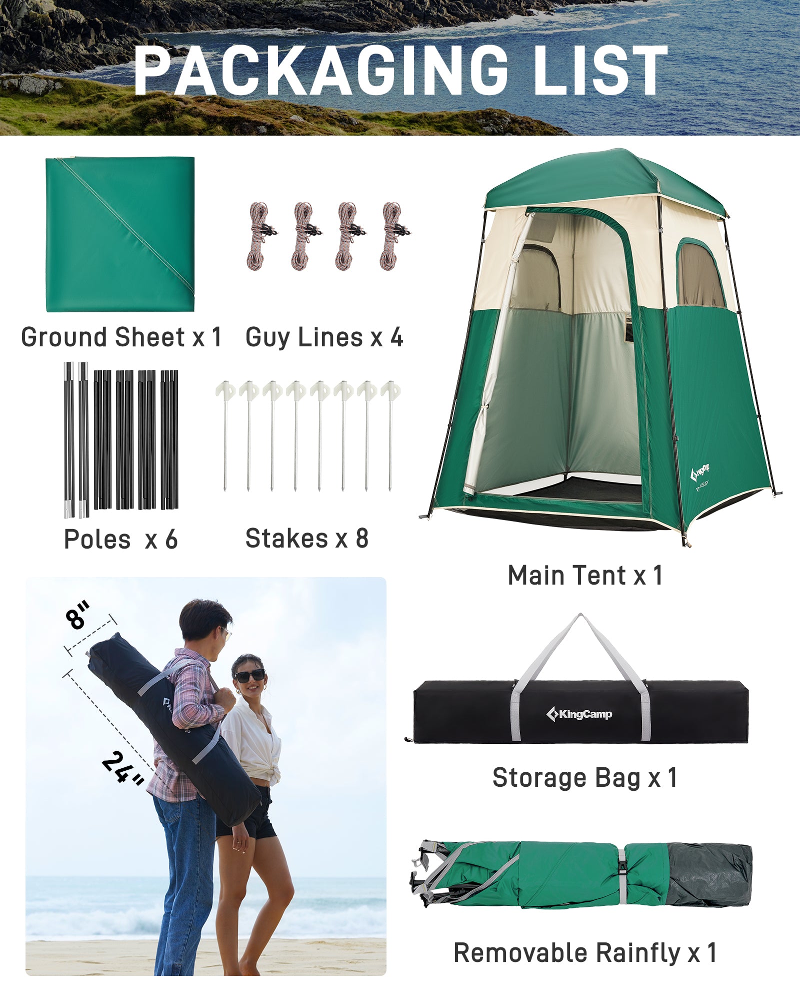 MARASUSA Single Privacy Shelter with 20L Solar Shower Bag
