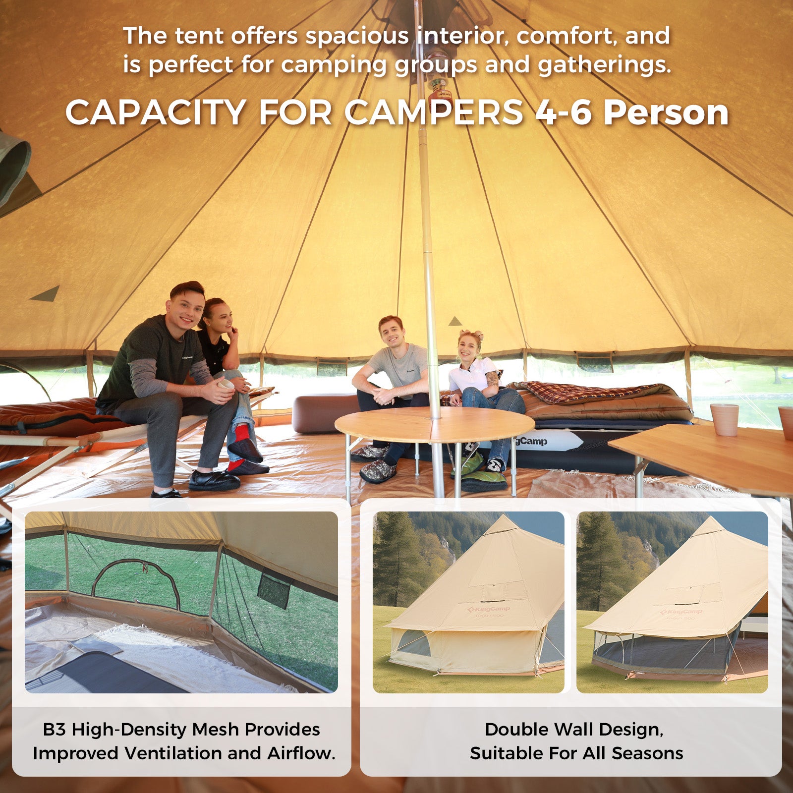 KingCamp KHAN 400/ 500 Canvas Bell Tents Upgraded
