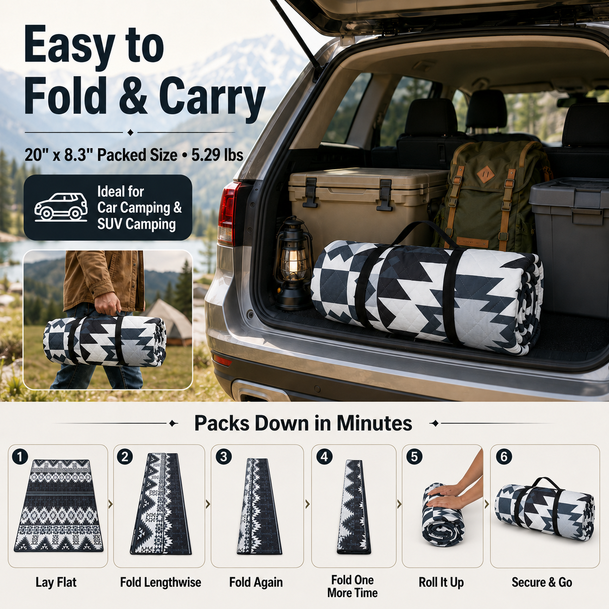 KingCamp ISIAY MAX 2.8 Large Camping Mat Easy to Fold and Carry Ideal for Car Camping and SUV Camping