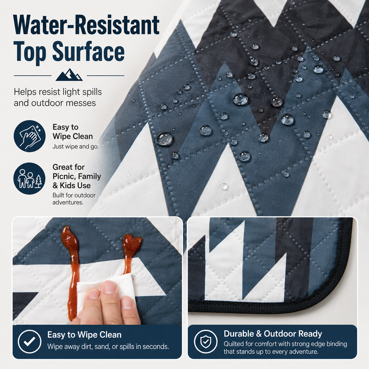 KingCamp Large Camping Mat, 9.2 x 9.2 ft Insulated Tent Floor Mat with Water-Resistant Top Surface Easy to Wipe Clean and Great for Picnic Family and Kids Use
