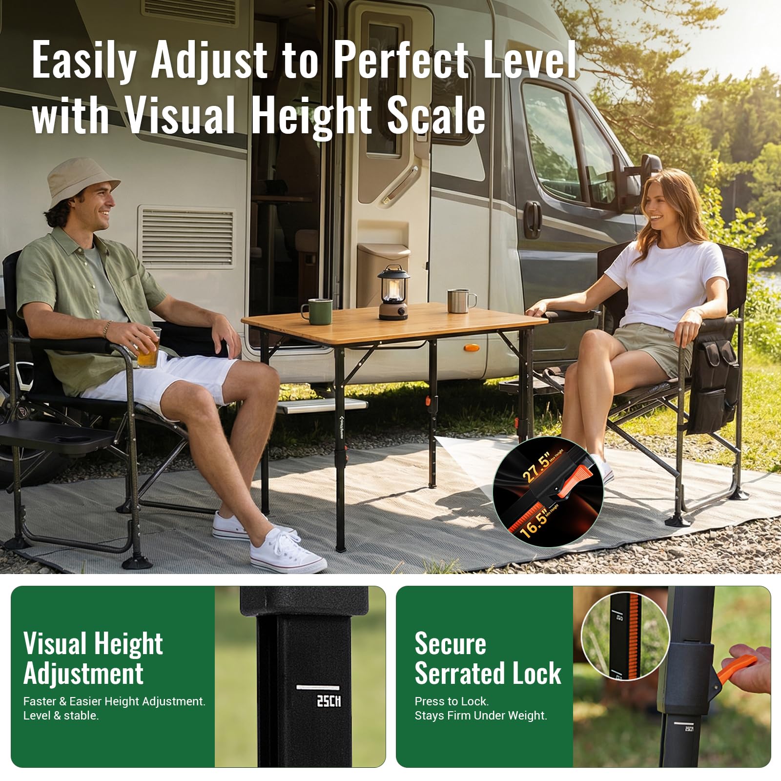 KingCamp BAMBOO P8060 PLUS 4-Fold Bamboo Camping Table