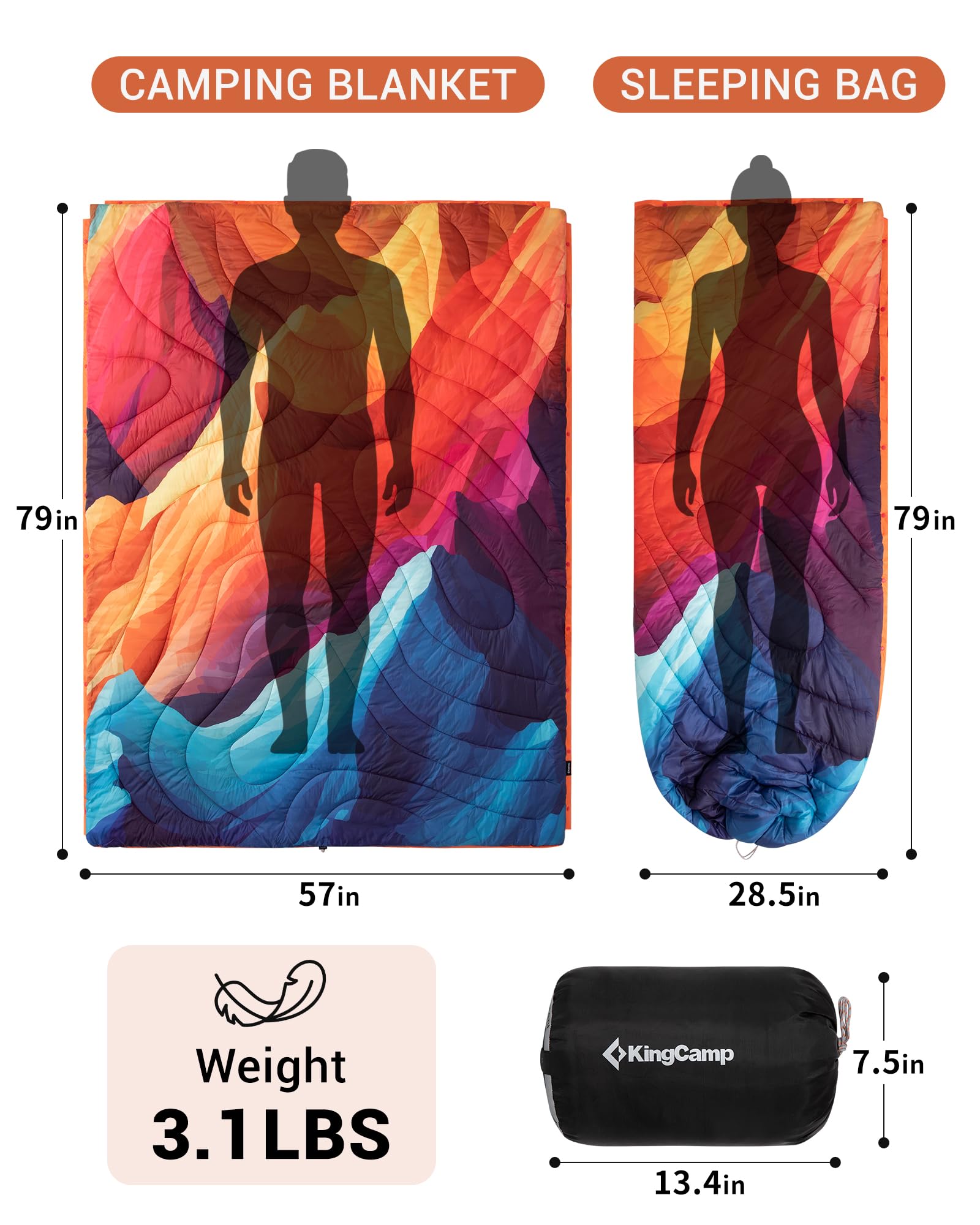 KingCamp Boho Printed Wearable Camping Blanket