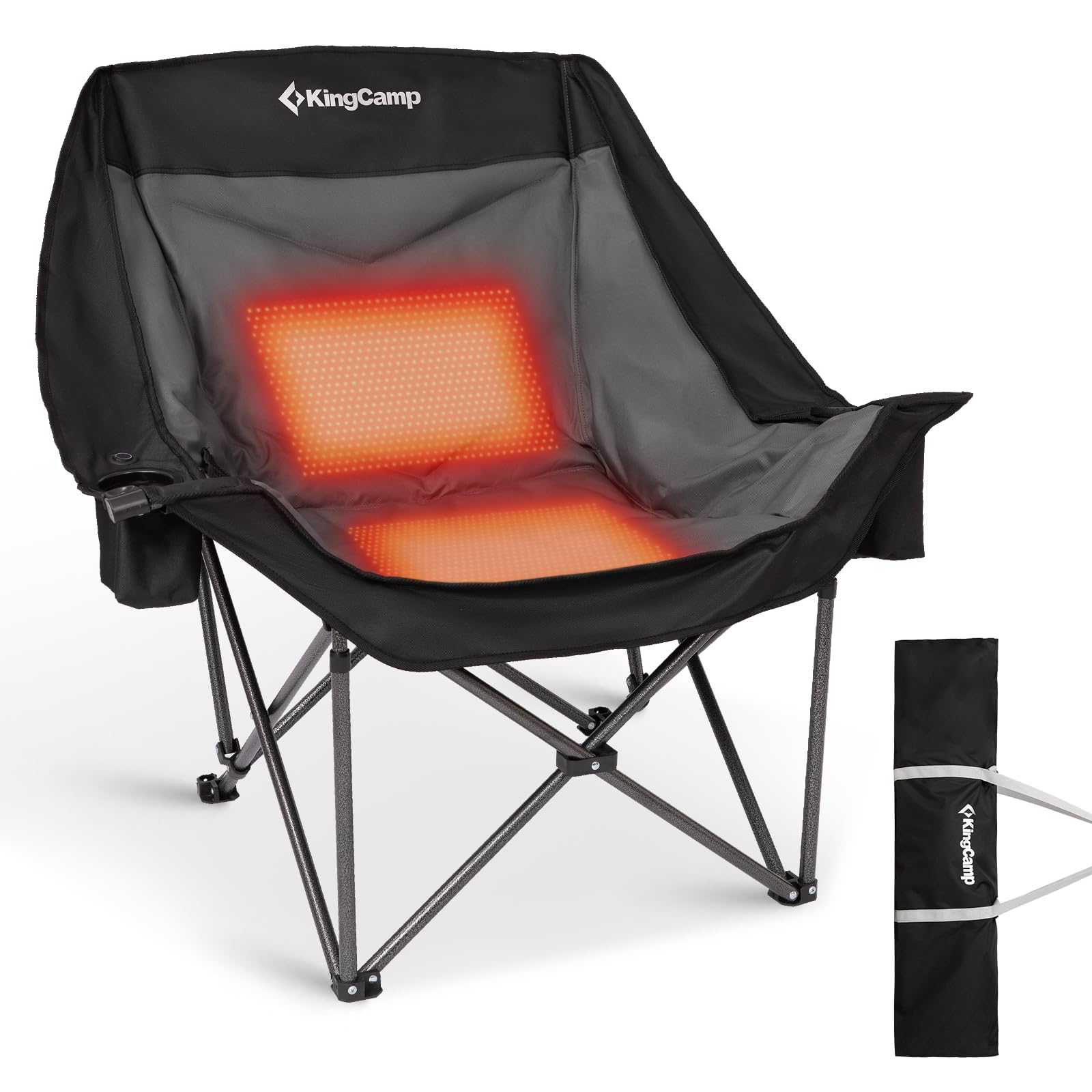 KingCamp CANNA C10 PLUS Heated Camping Chair - Oversized Single Chair with 3 Heat Settings