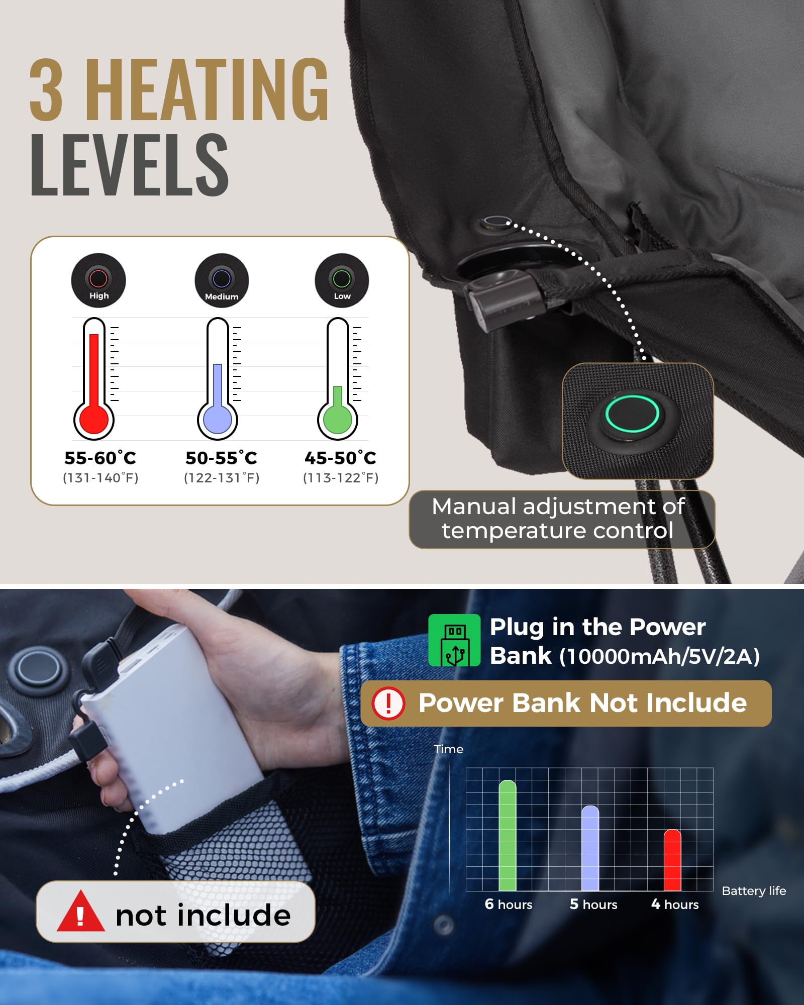 KingCamp CANNA C10 PLUS Heated Camping Chair - Oversized Single Chair with 3 Heat Settings