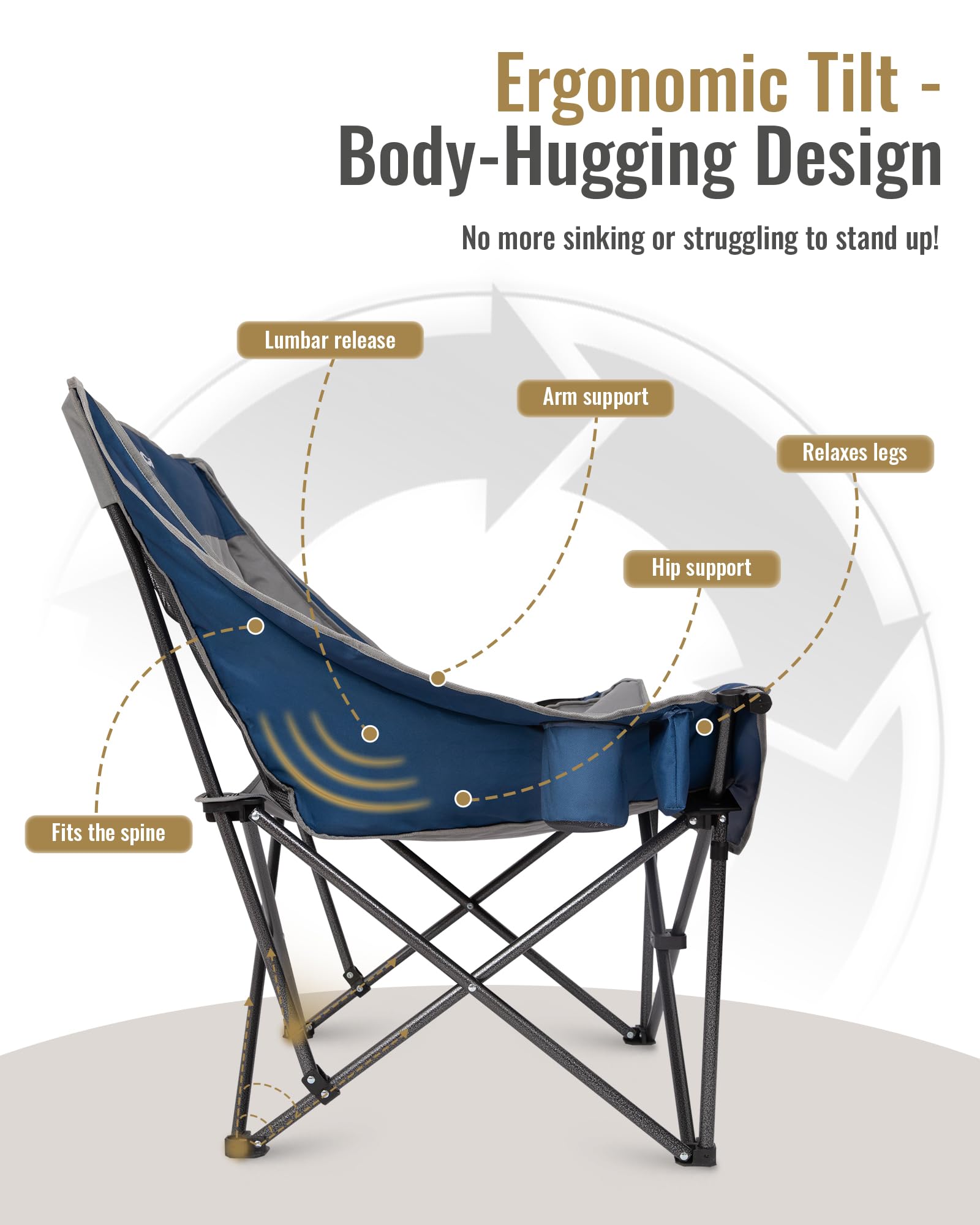 KingCamp CANNA C10 PLUS Oversized Padded Camping Chair Ergonomic Tilt-Body-Hugging Design