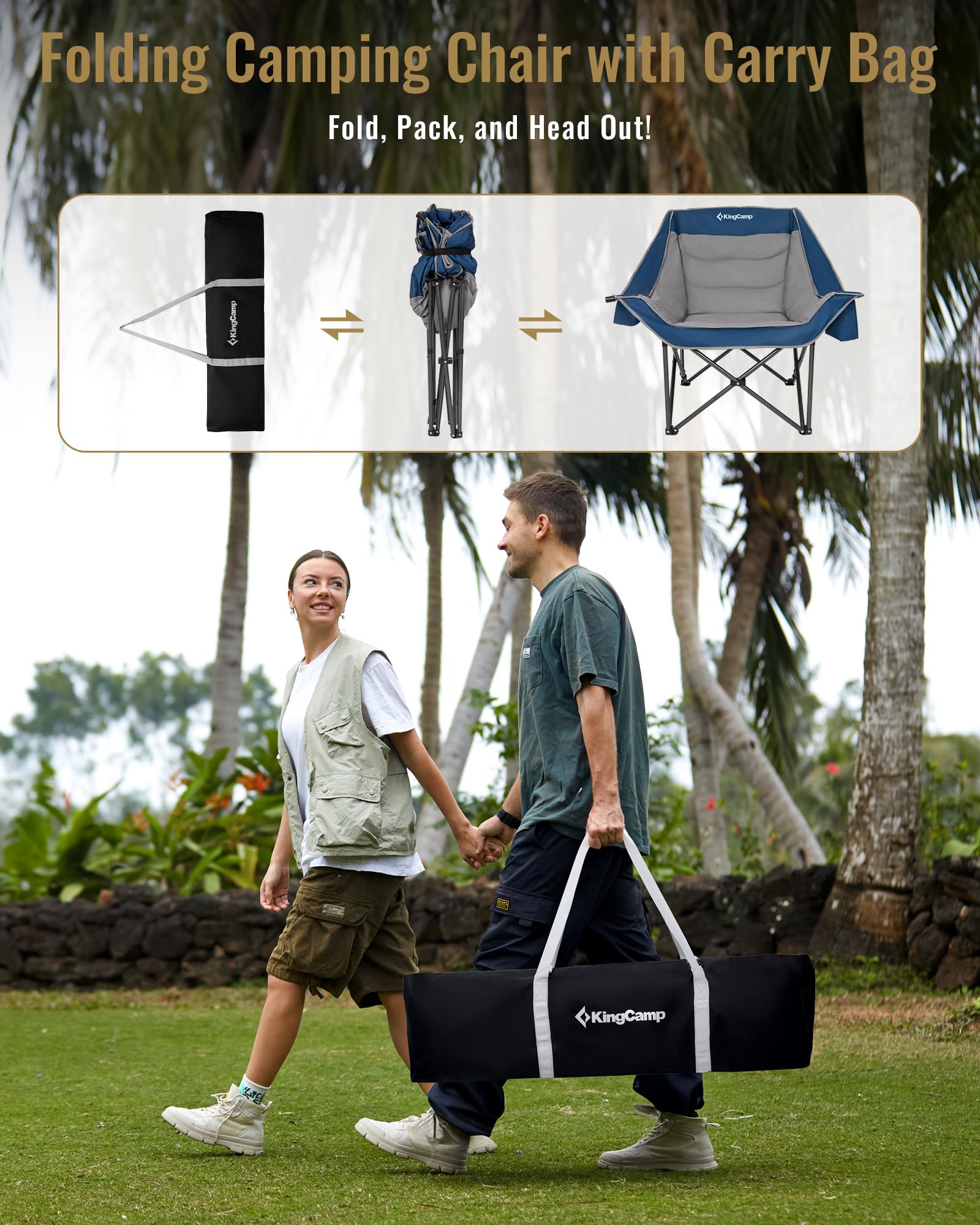 KingCamp CANNA C10 PLUS Oversized Padded Camping Chair with Carry Bag