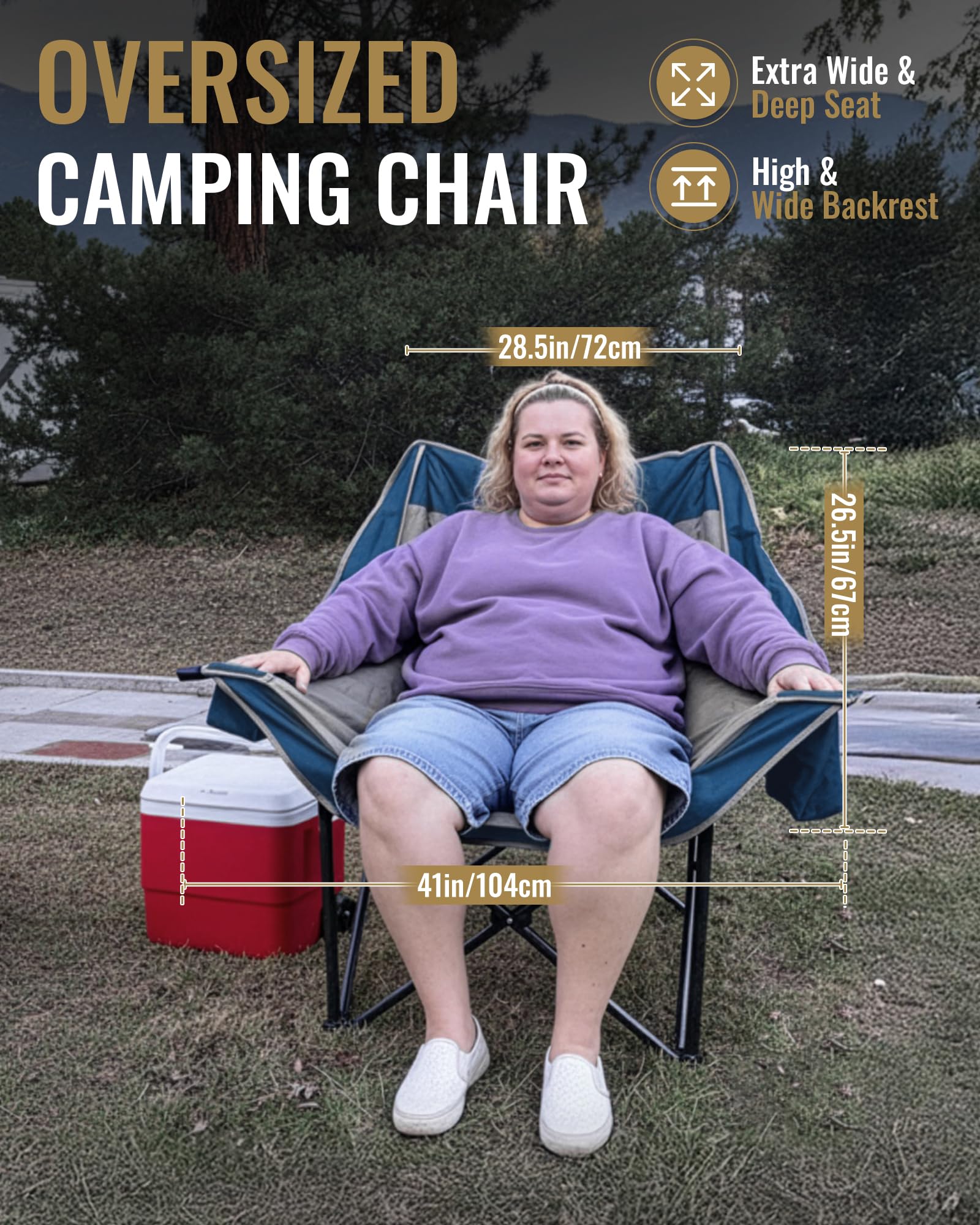 KingCamp CANNA C10 PLUS Oversized Padded Camping Chair with Wide Backrest
