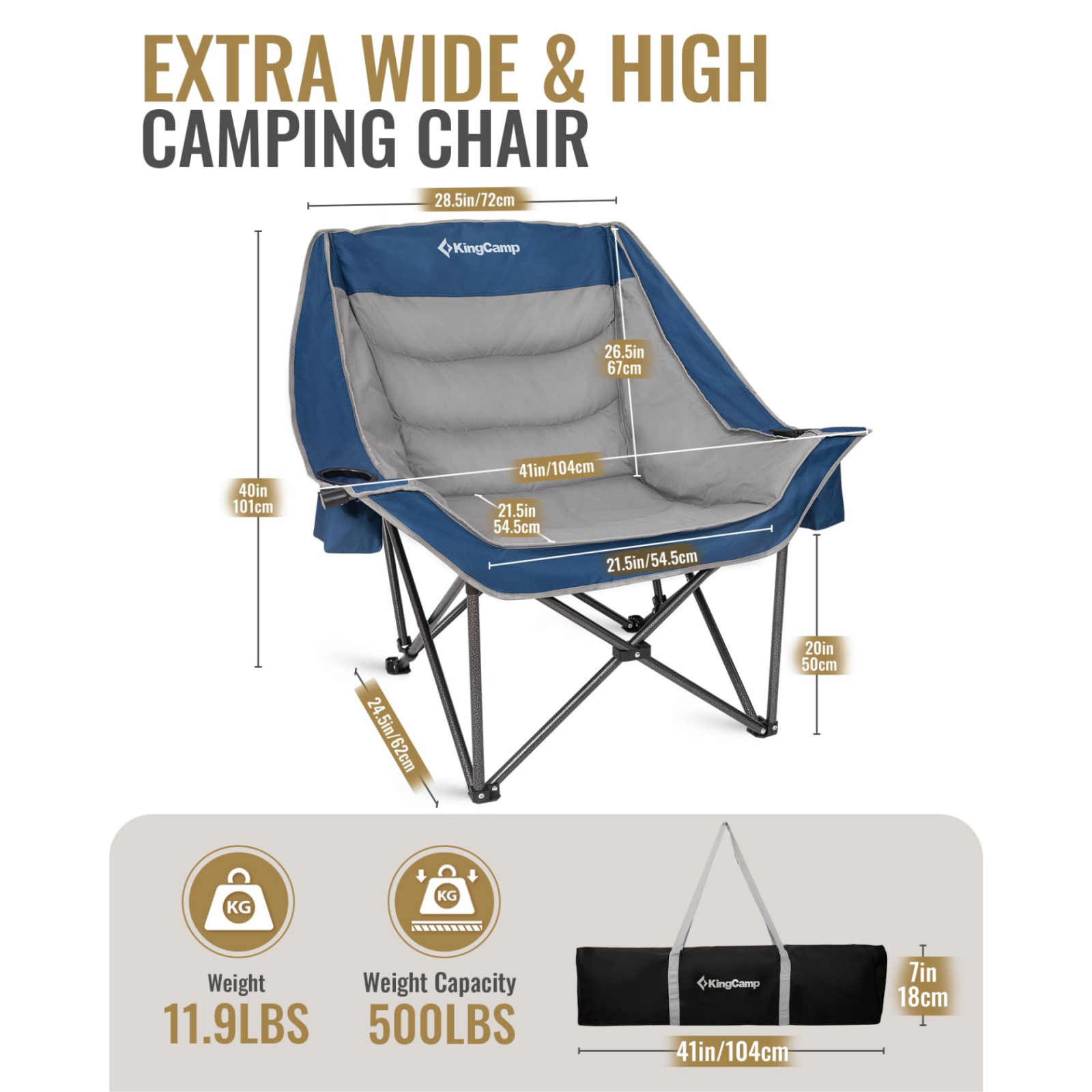 KingCamp Extra Wide and High Padded Camping Chair