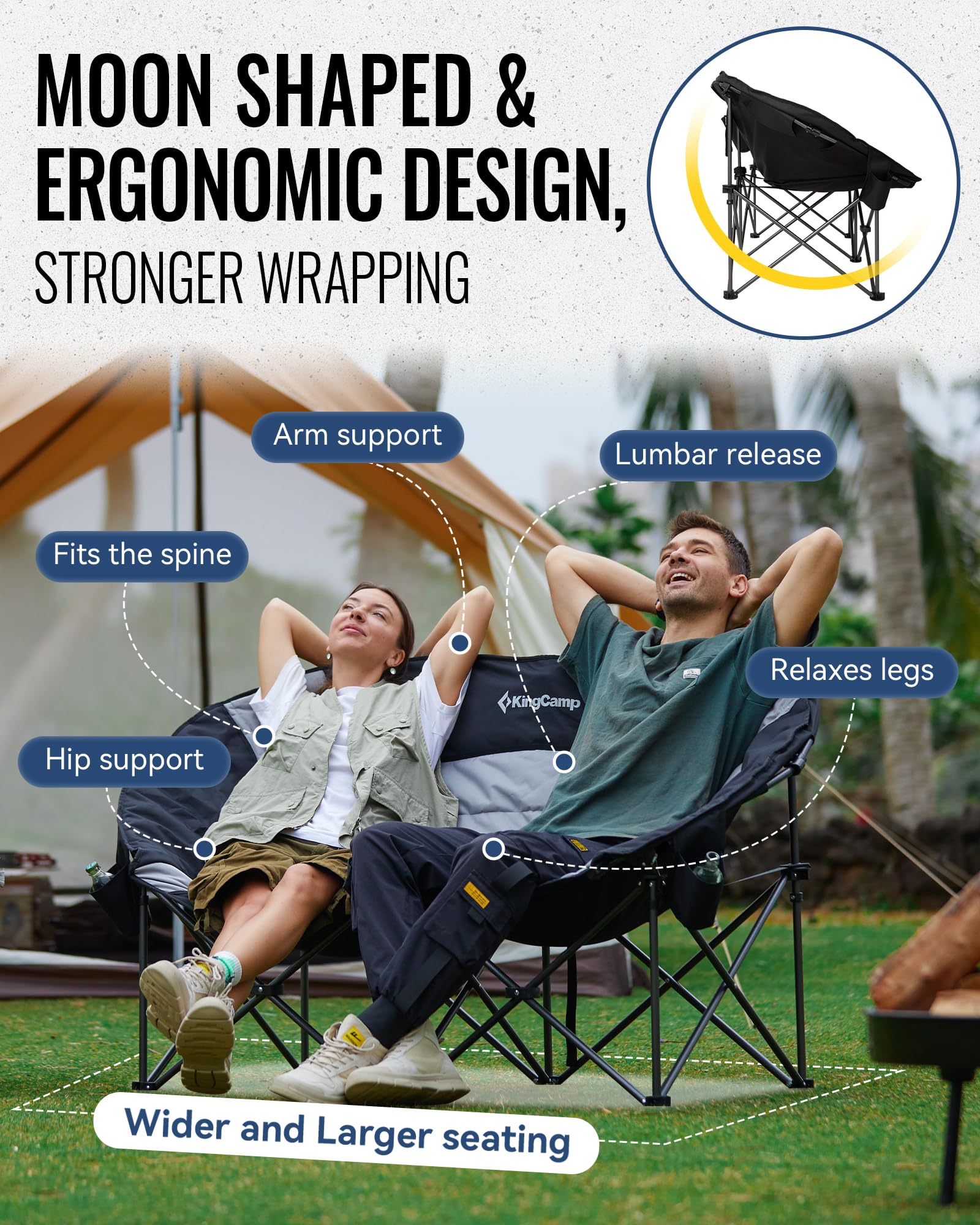 KingCamp CHERRY C20 Loveseat Moon Chair