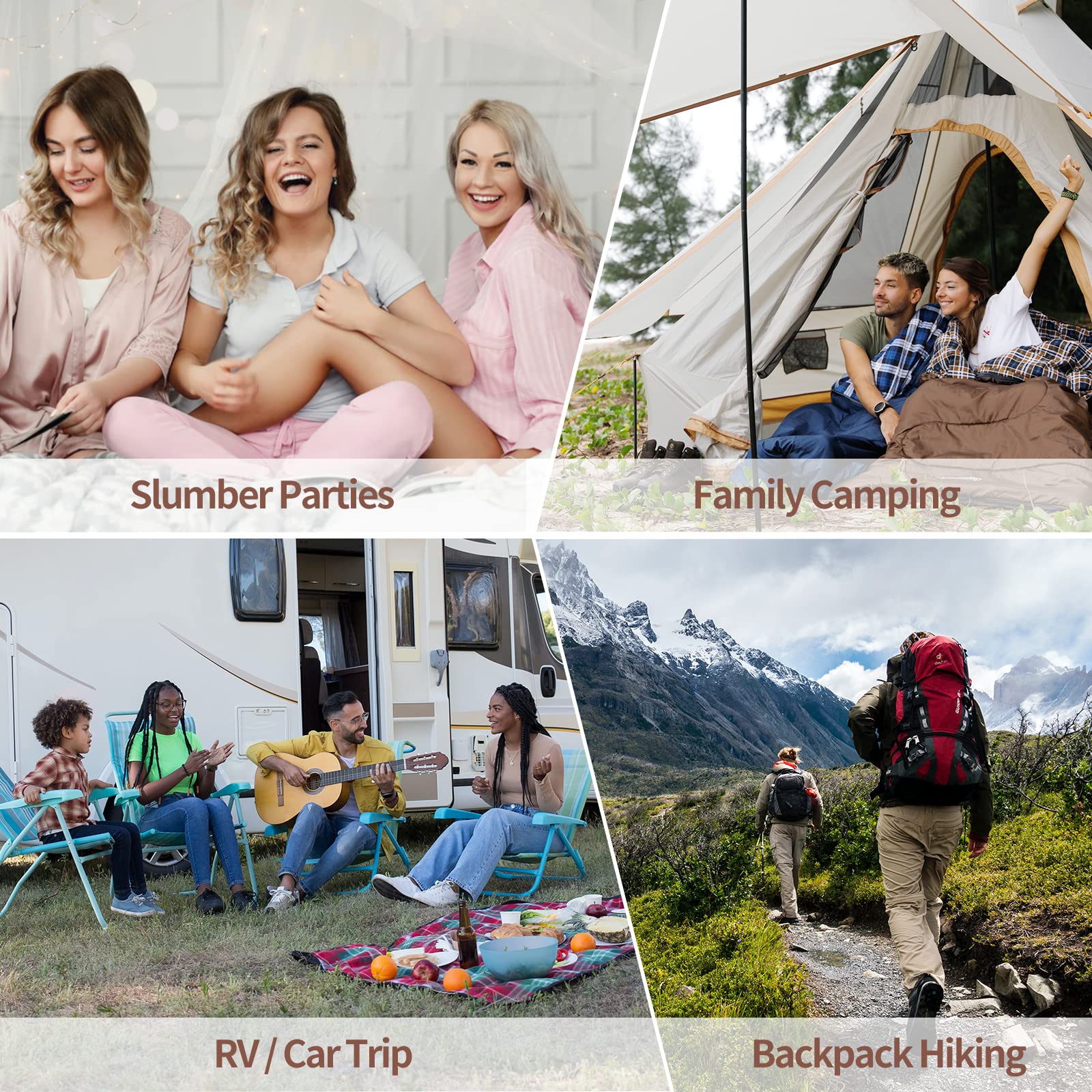 KingCamp CLOUDY 400 Cold Weather Sleeping Bag for Adults - 4-Season, Wide, Waterproof, Converts to Double