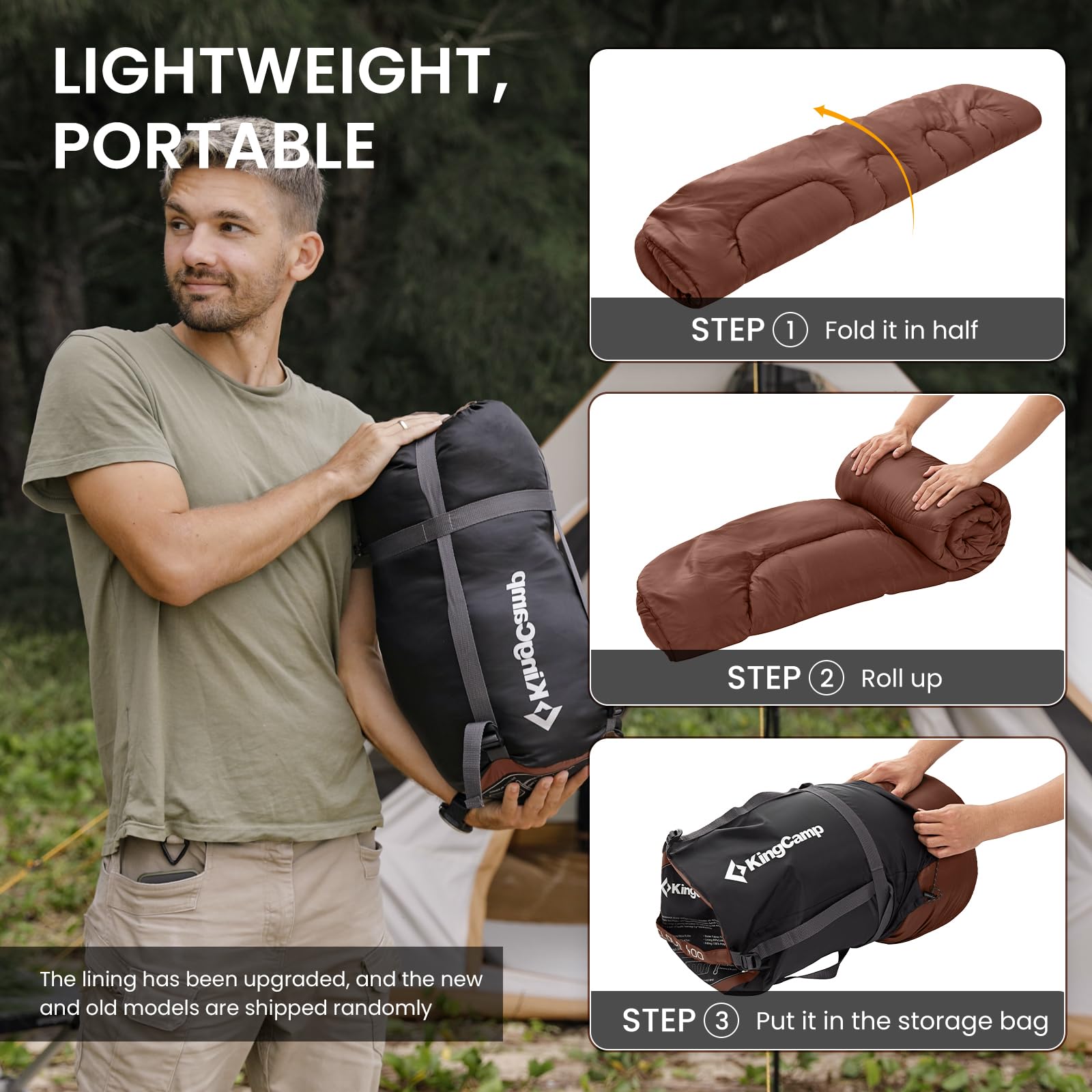 KingCamp CLOUDY 400 Cold Weather Sleeping Bag for Adults - 4-Season, Wide, Waterproof, Converts to Double