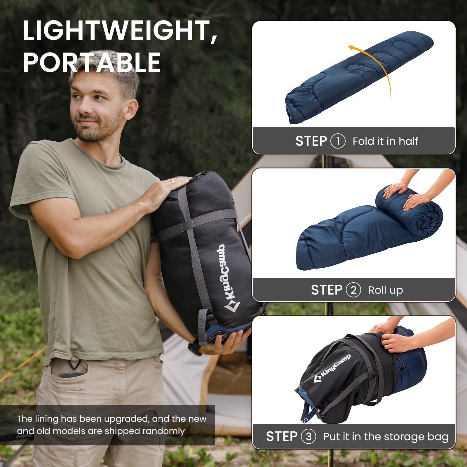 KingCamp CLOUDY 400 Cold Weather Sleeping Bag for Adults - 4-Season, Wide, Waterproof, Converts to Double